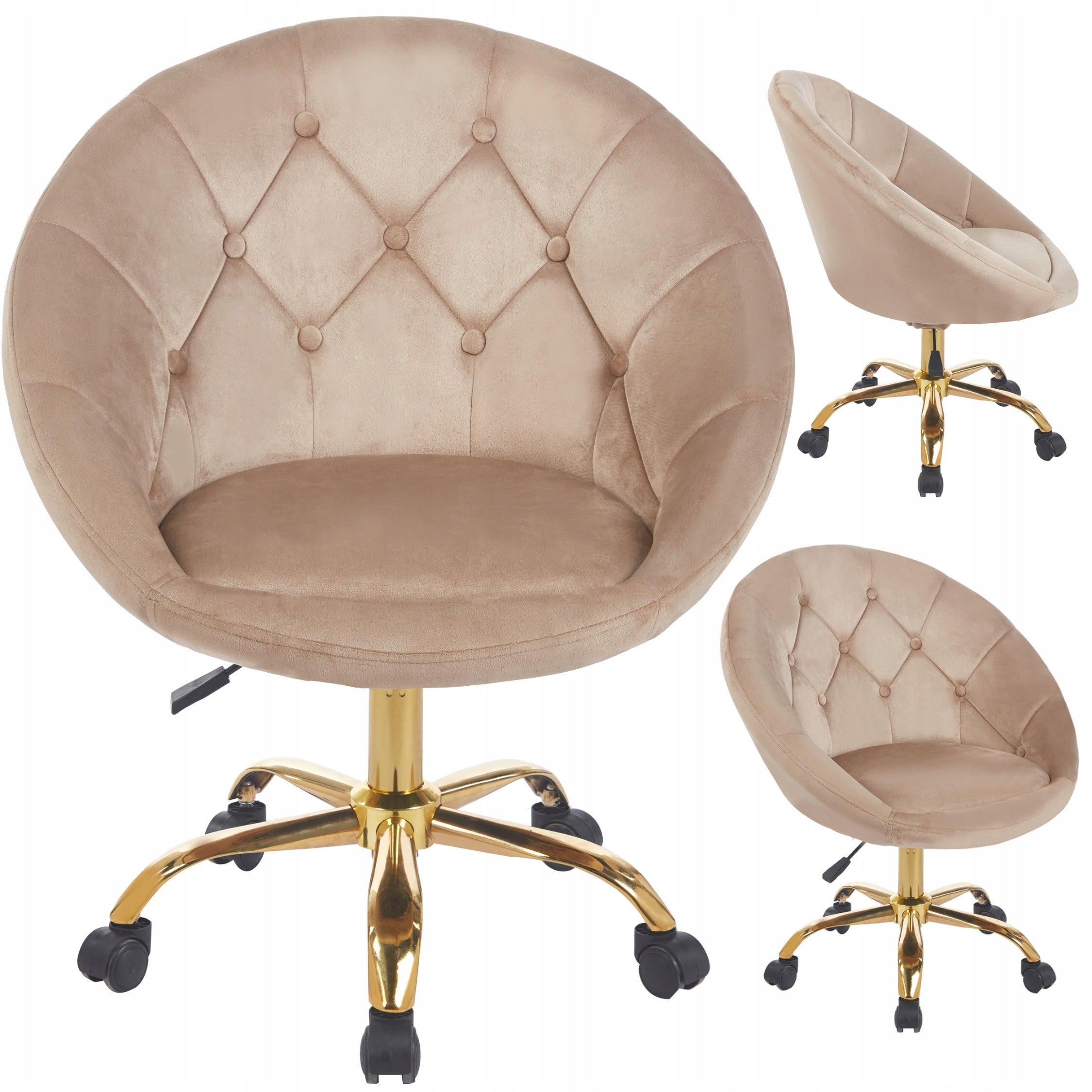 Lifting chair ELEGANT swivel VELOUR on wheels RUNDO beige JUMIhome