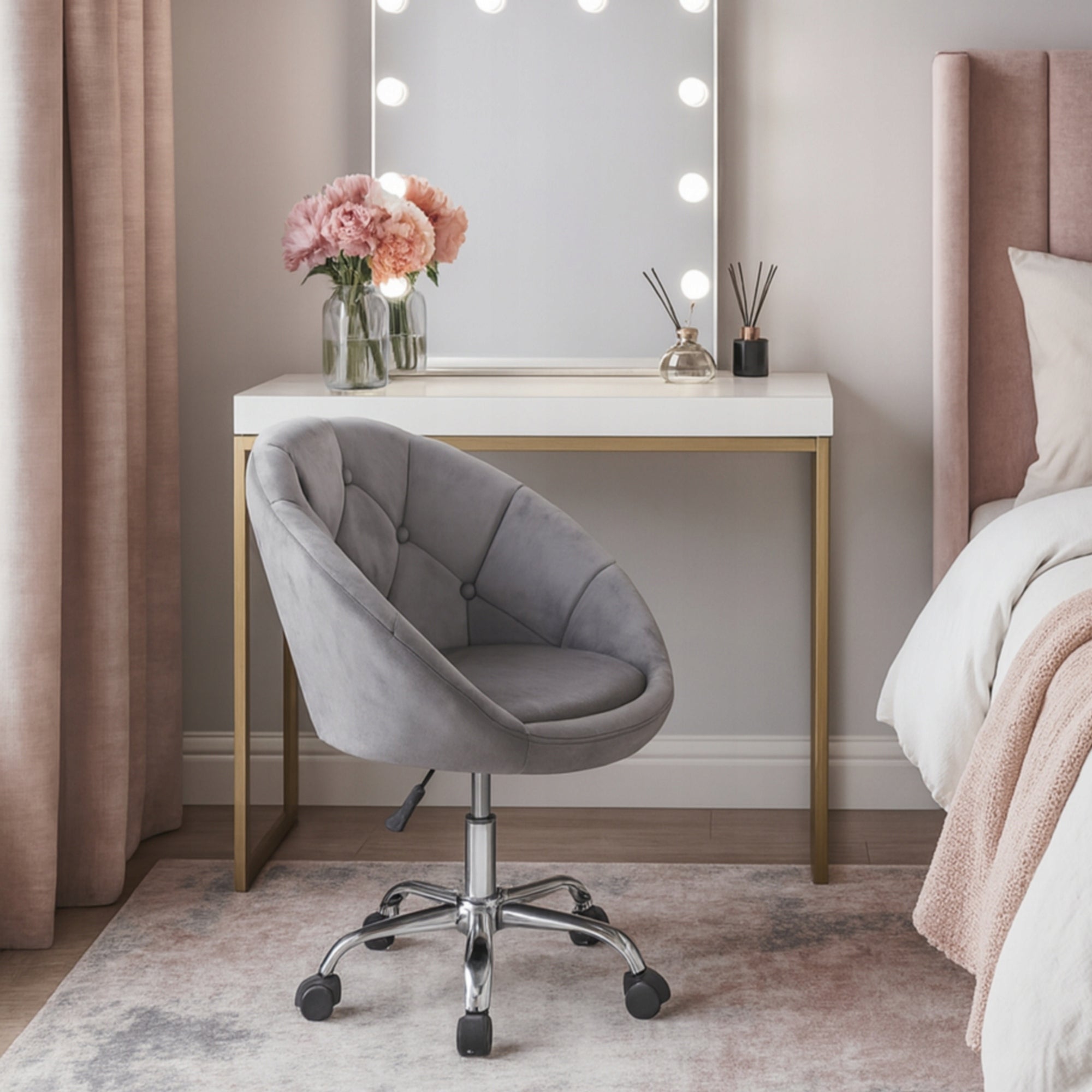 Lifting chair ELEGANT swivel VELOUR on wheels RUNDO grey JUMIhome Manufacturer code CM-592773