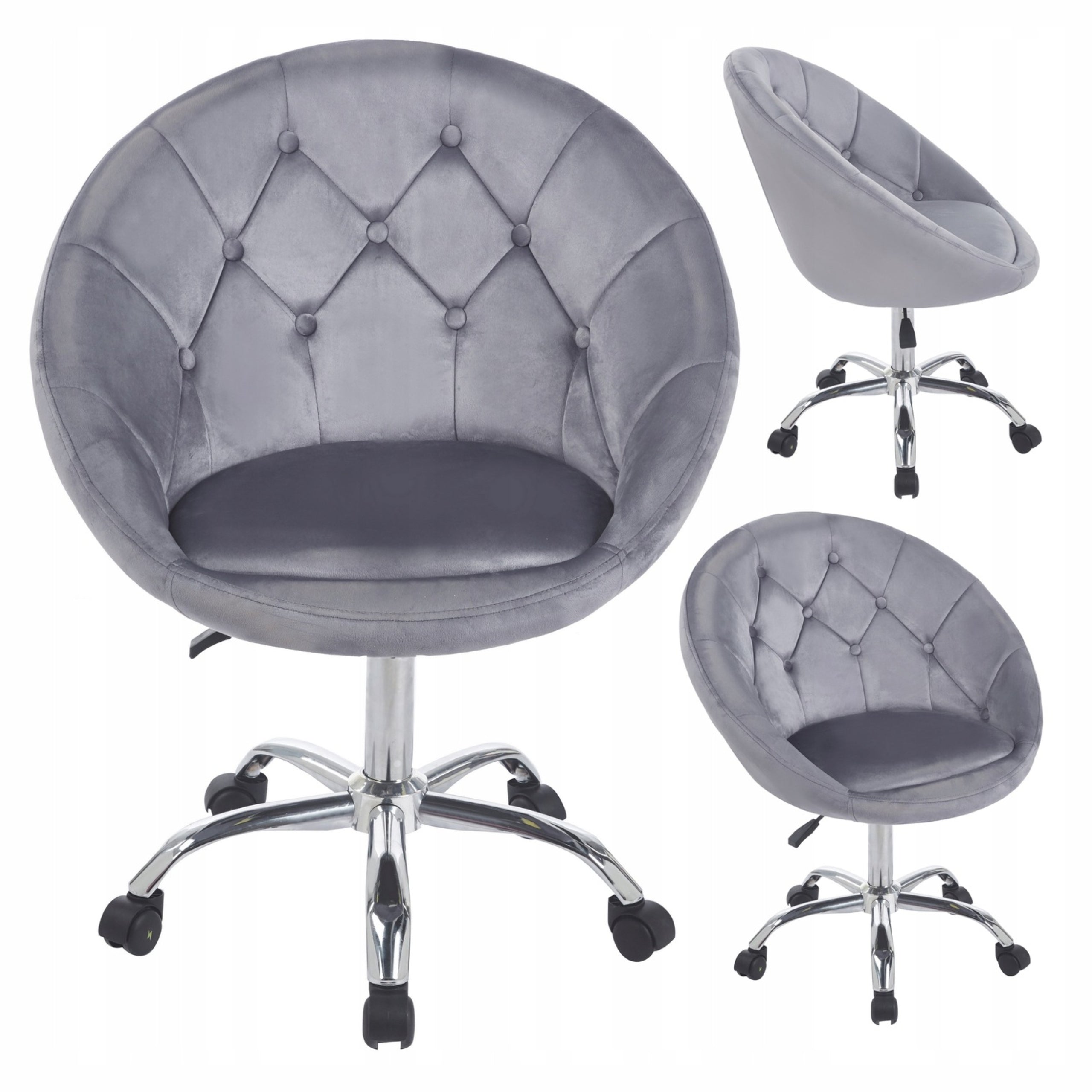 Lifting chair ELEGANT swivel VELOUR on wheels RUNDO grey JUMIhome