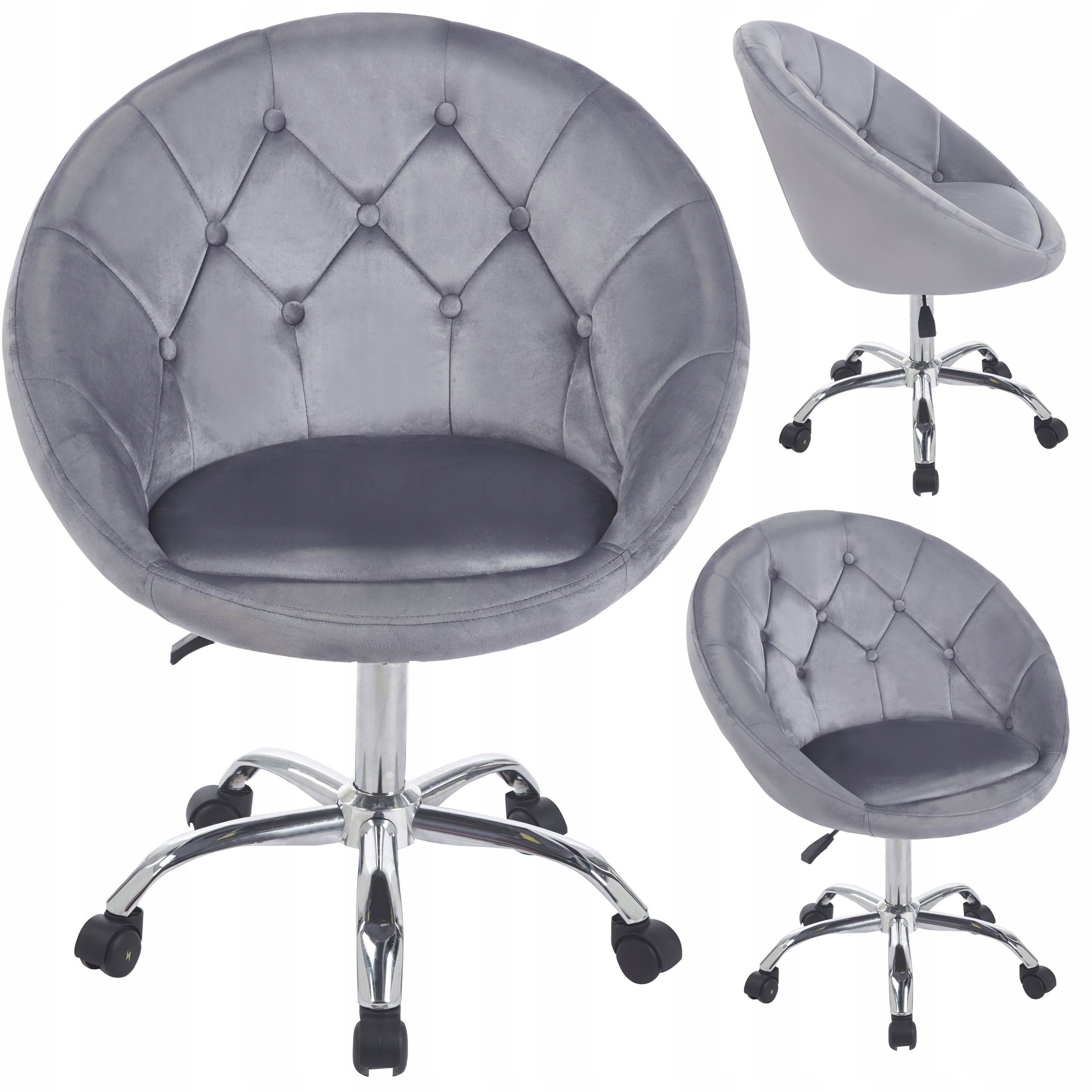 Lifting chair ELEGANT swivel VELOUR on wheels RUNDO grey JUMIhome
