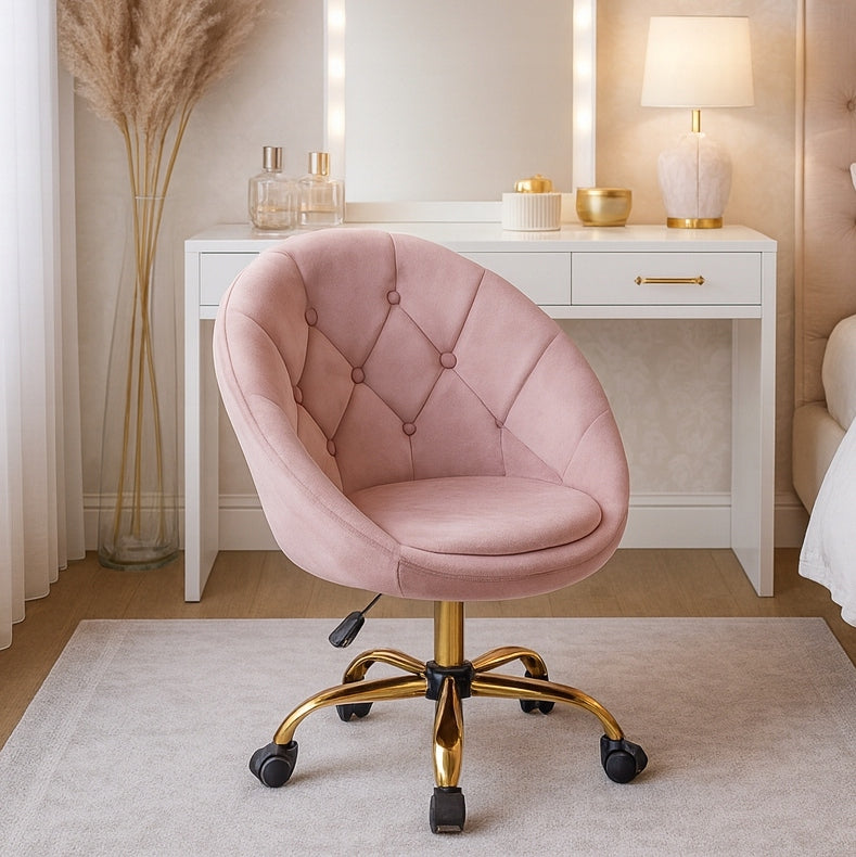 Lifting chair ELEGANT swivel VELOUR on wheels RUNDO pink JUMIhome Seat depth 45 cm