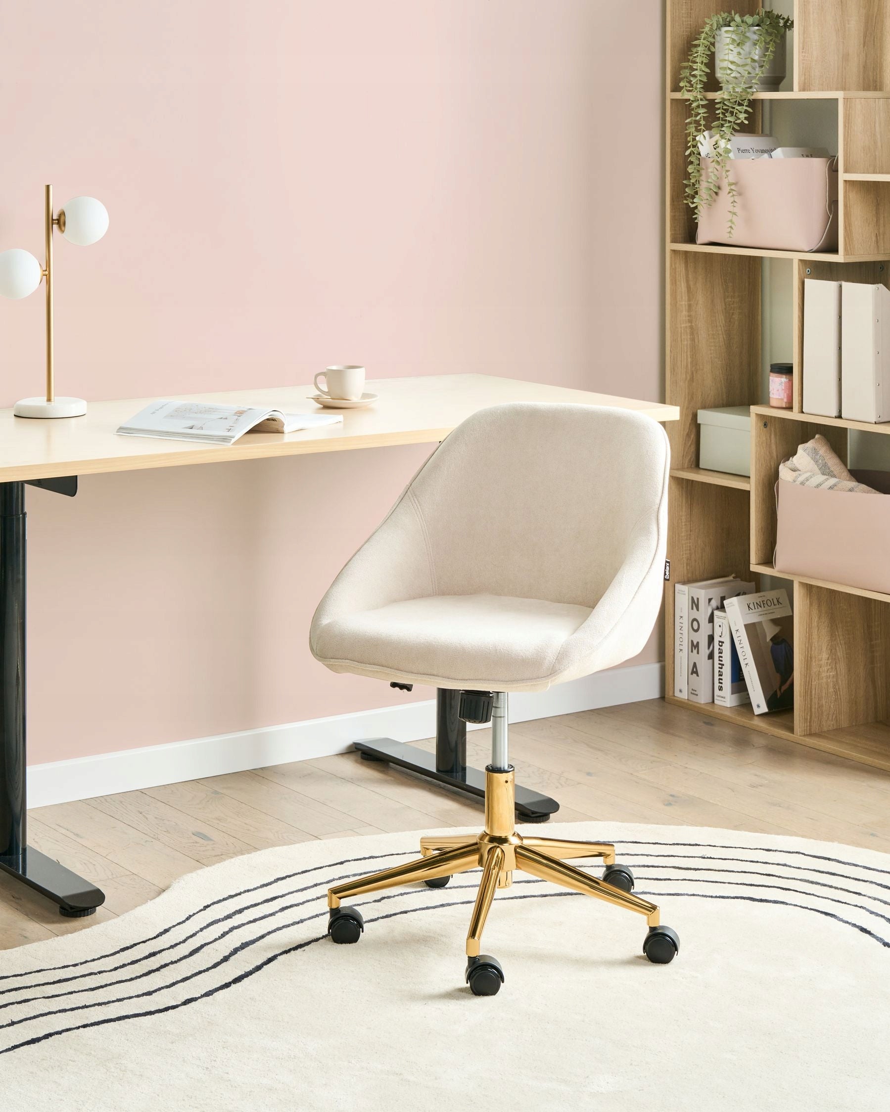 Light Beige Adjustable Swivel Velour Office Chair Packaging status original