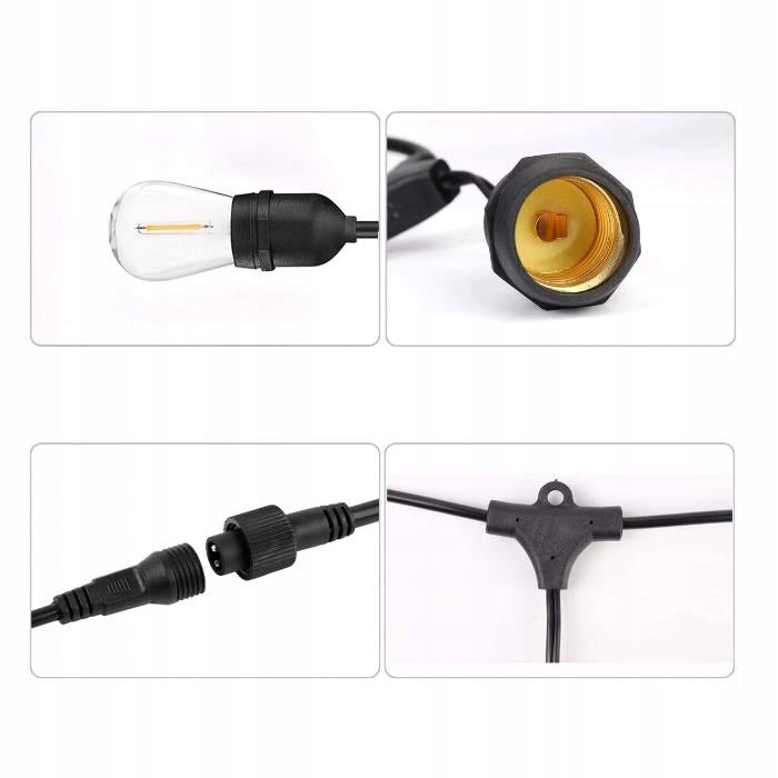 Light Garland Garden Light Chain 15m + 15 LED E27 Waterproof Length 1600 cm