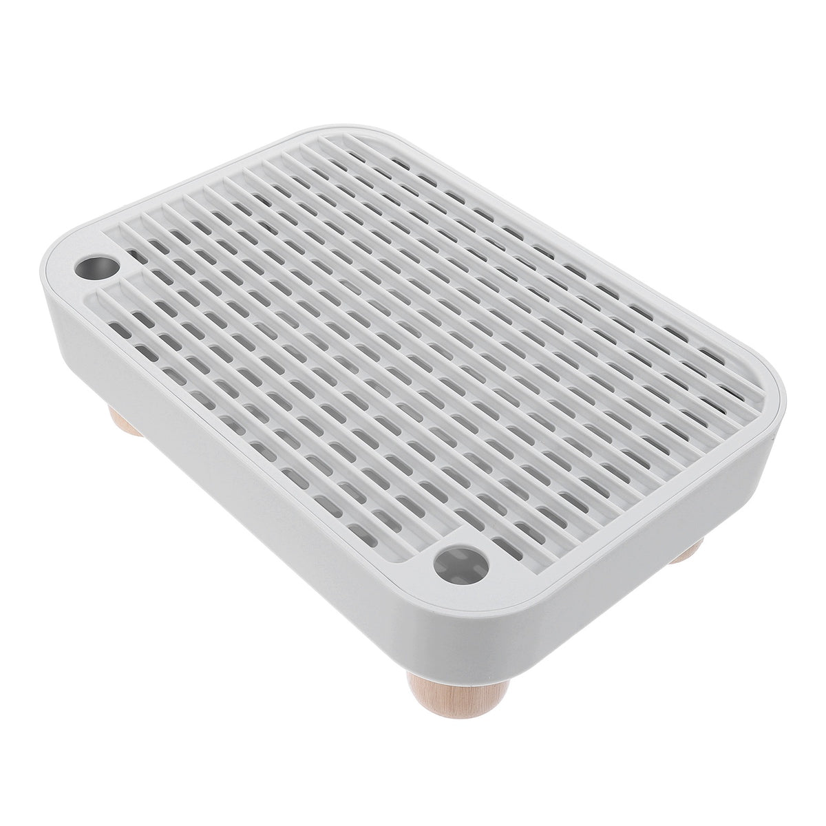 Light Grey Cat Litter Box Ramp with Wooden Legs and Litter Filter Manufacturer code 23324396