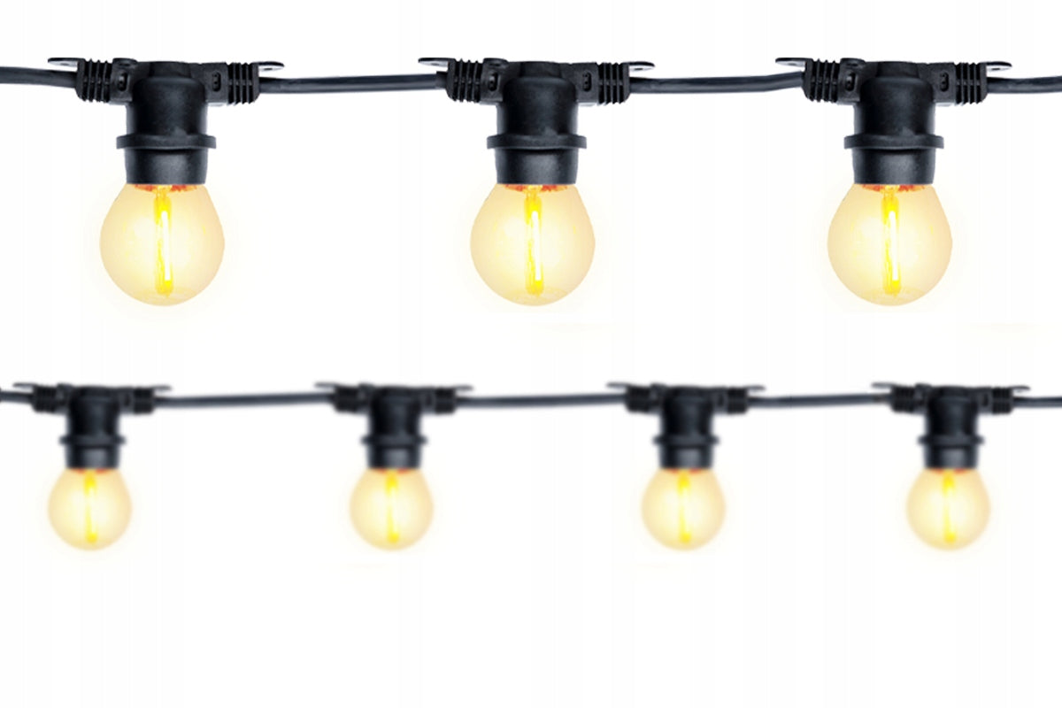 Light chain + 20 E27 dustproof IP44 plot garden garland black