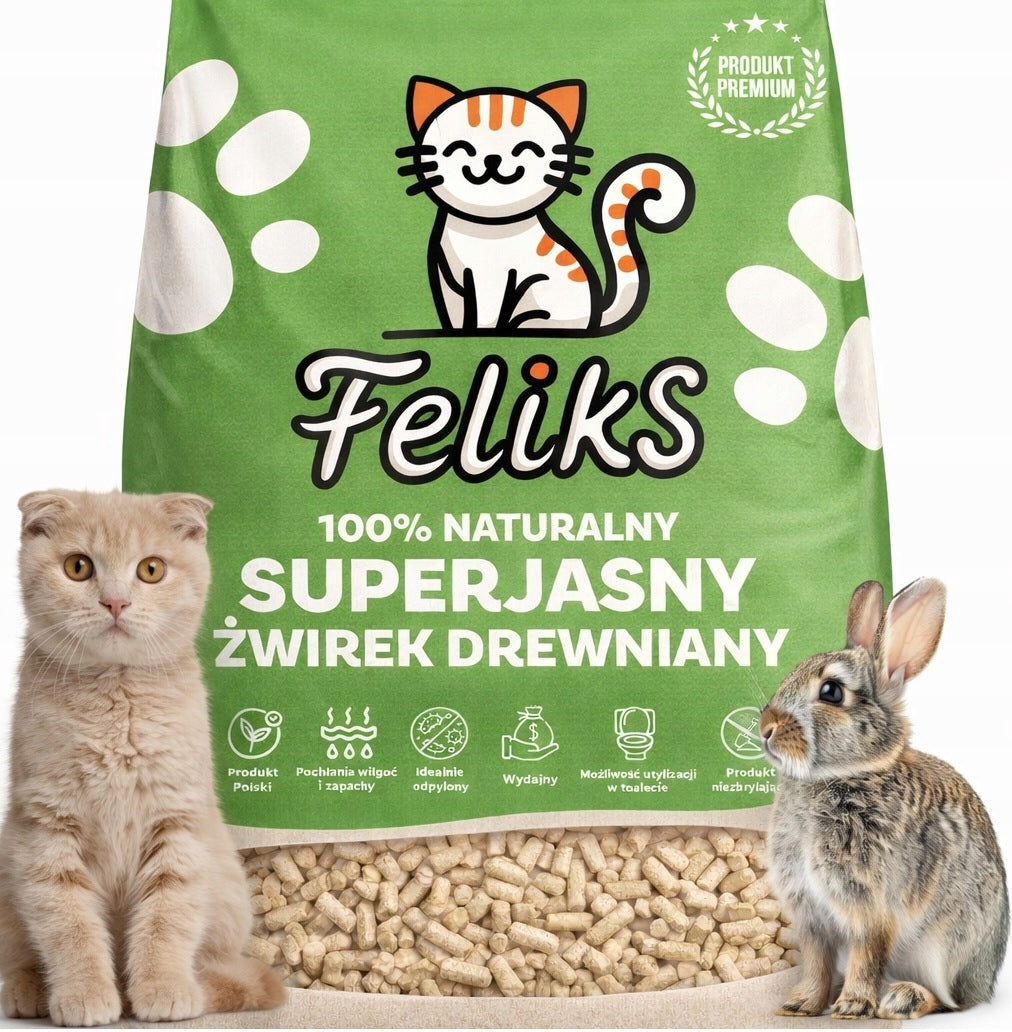Light wooden pellet litter 15kg for cats, rabbits, rodents, pigs and hamsters Kind wooden