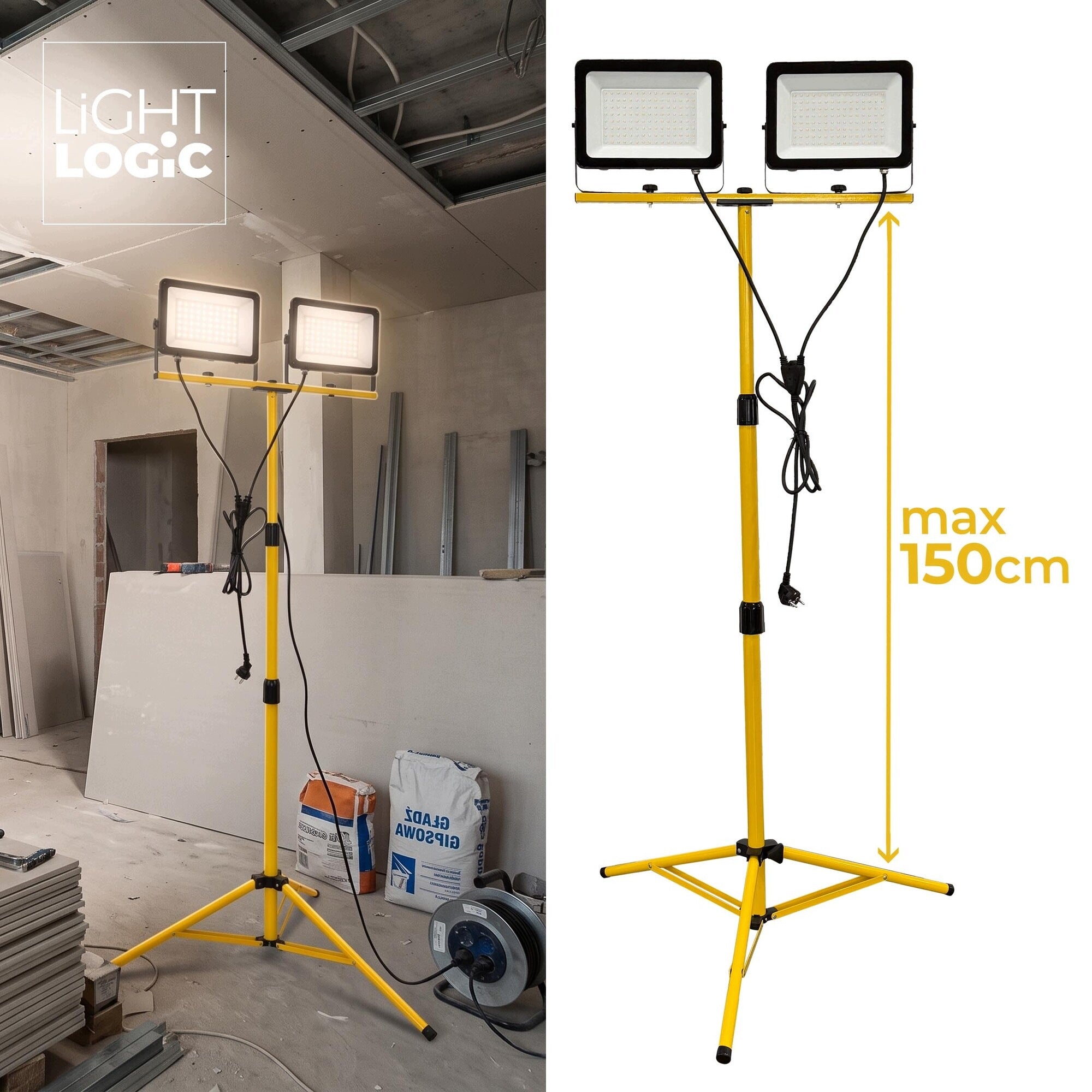LightLogic LED SET 2x100W Floodlight Tripod Construction IP65 LL FERON Manufacturer code 66981