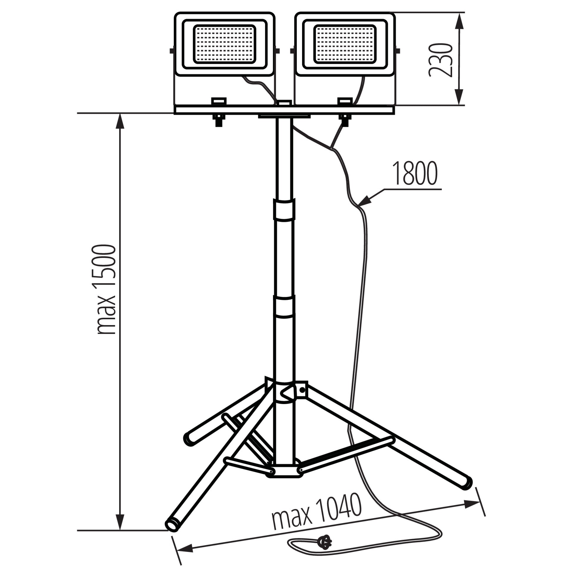 LightLogic LED SET 2x100W Floodlight Tripod Construction IP65 LL FERON Packaging status original