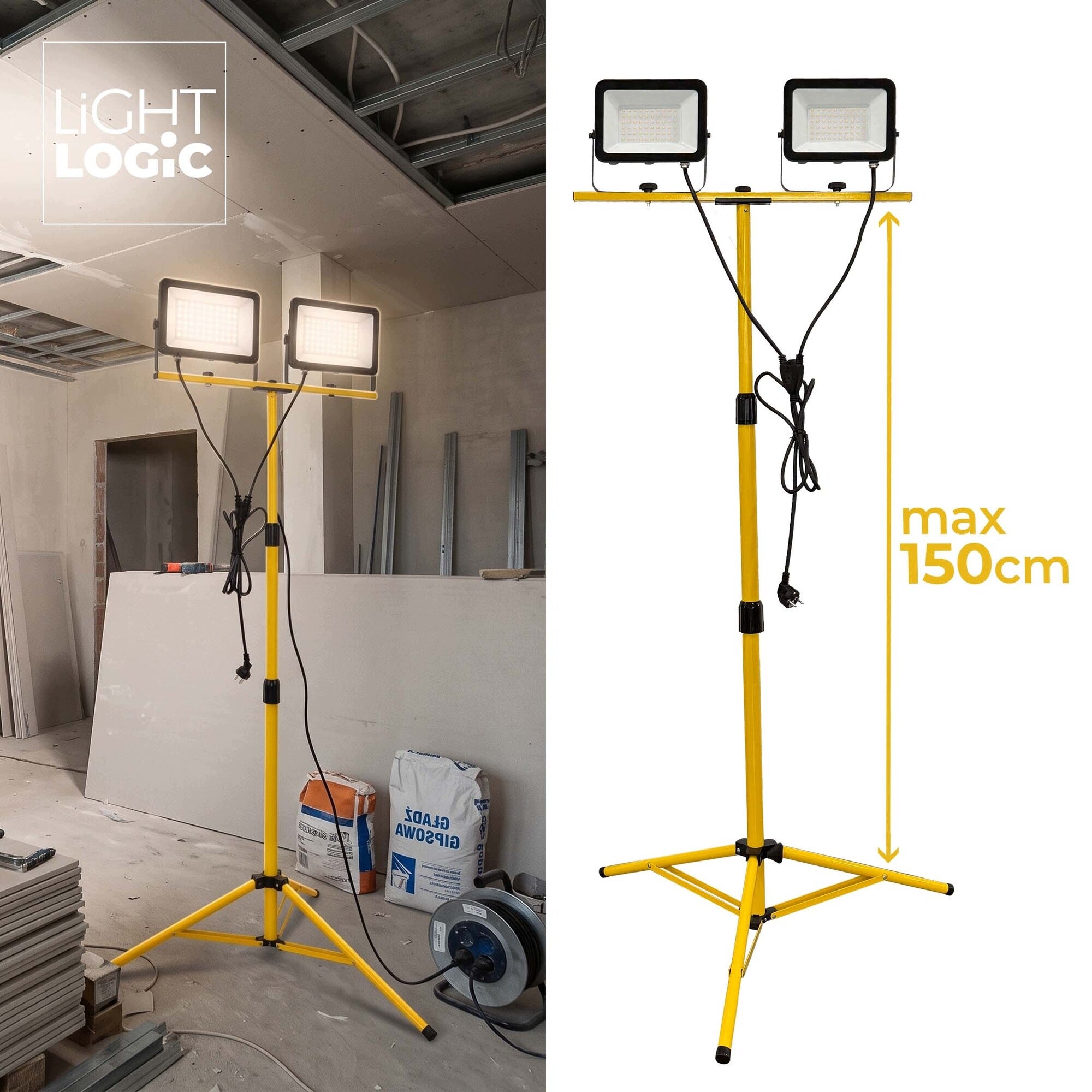 LightLogic LED SET 2x50W Floodlight Construction Tripod IP65 LL FERON Manufacturer code 66980