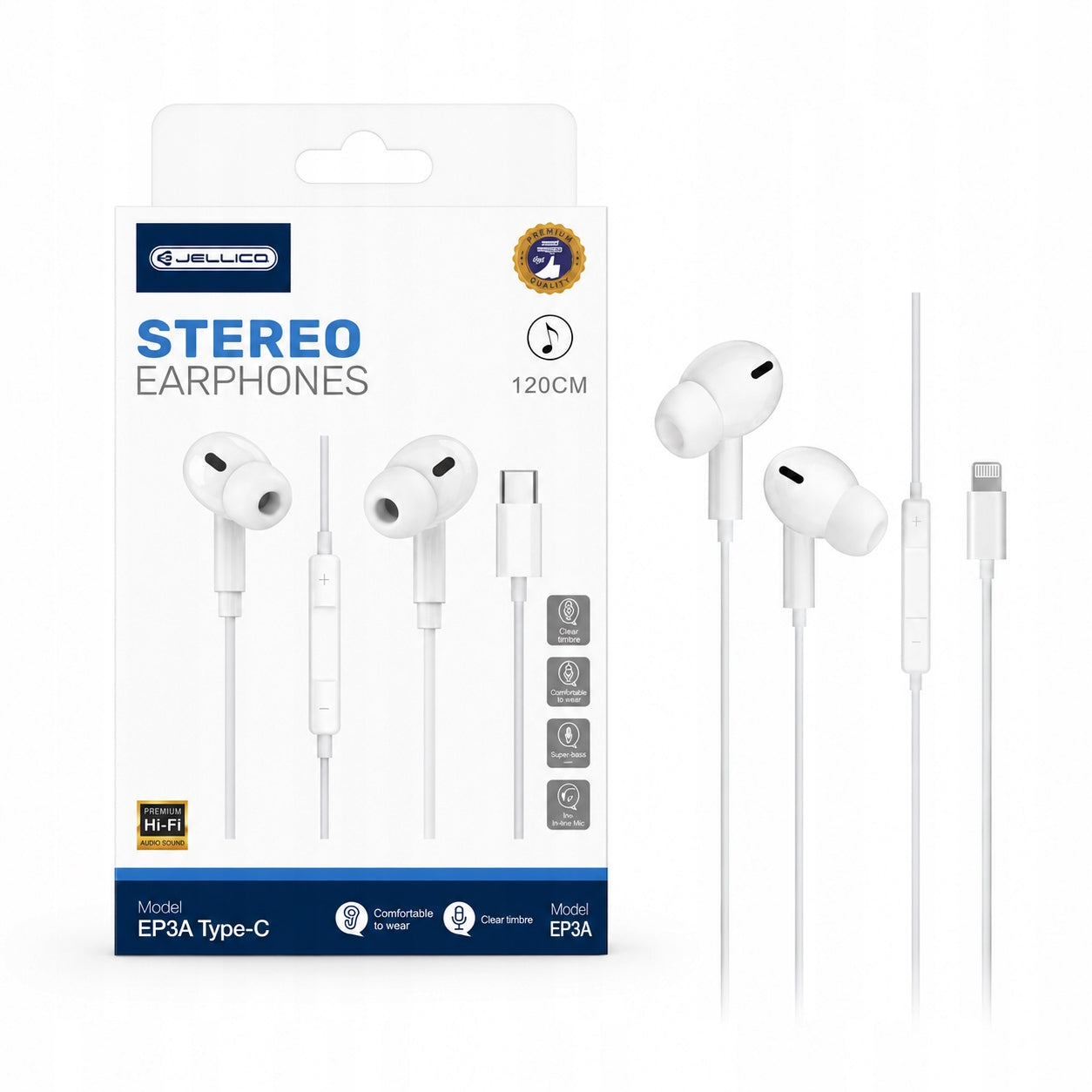 Lightning Wired In-Ear Headphones with Microphone Remote Control White