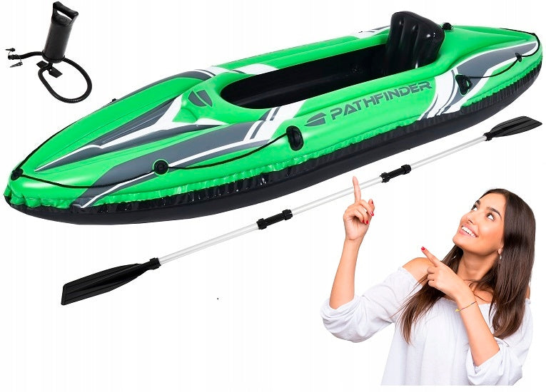 Lightweight 1-person inflatable kayak with paddle