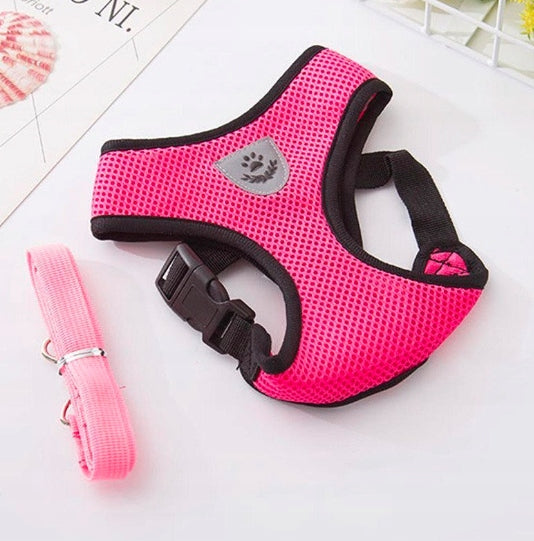 Lightweight Breathable Harness + Leash For Small Cat Dog Pink Size S Manufacturer code S