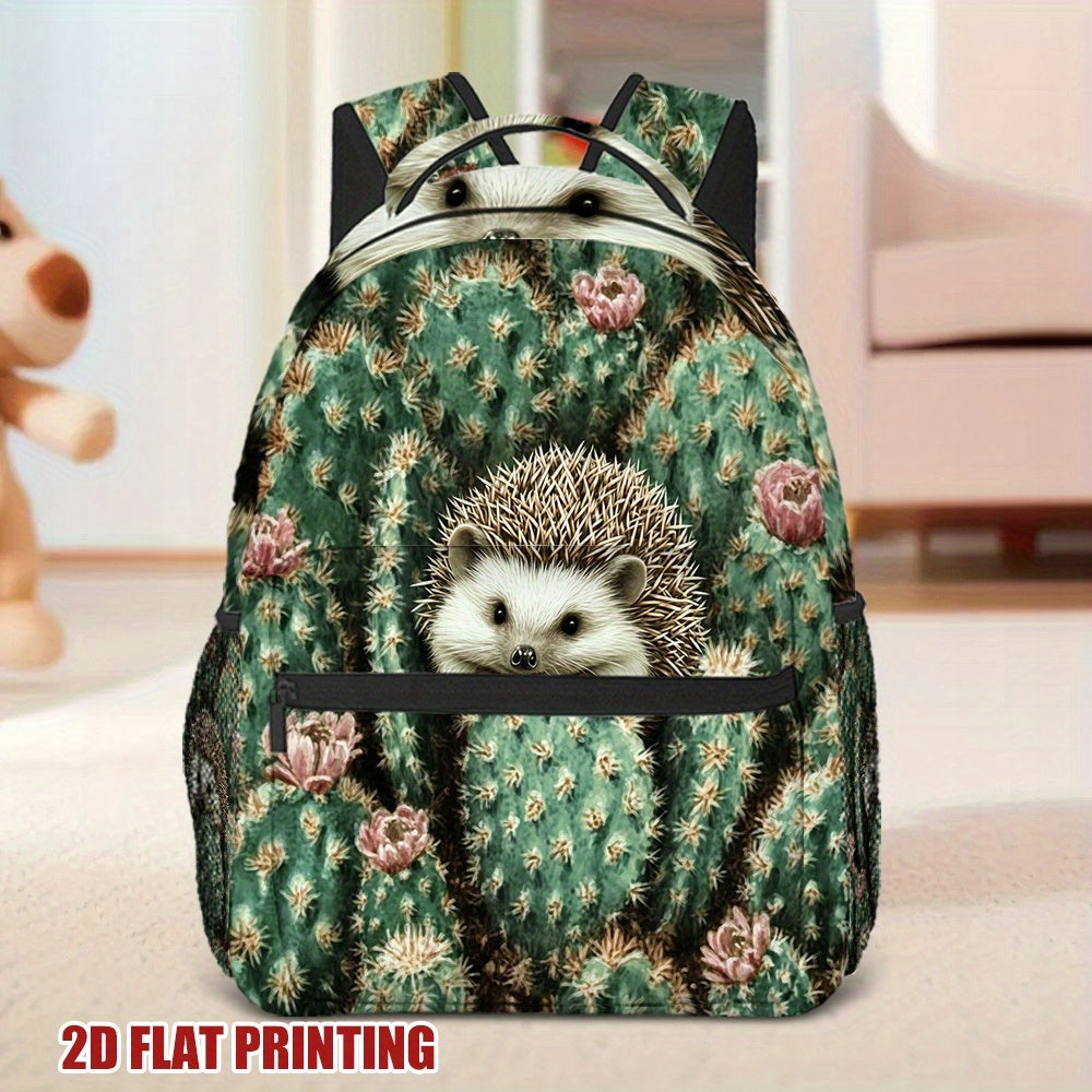 Lightweight Compact Hedgehog Print Backpack for Travel, College, and Commute