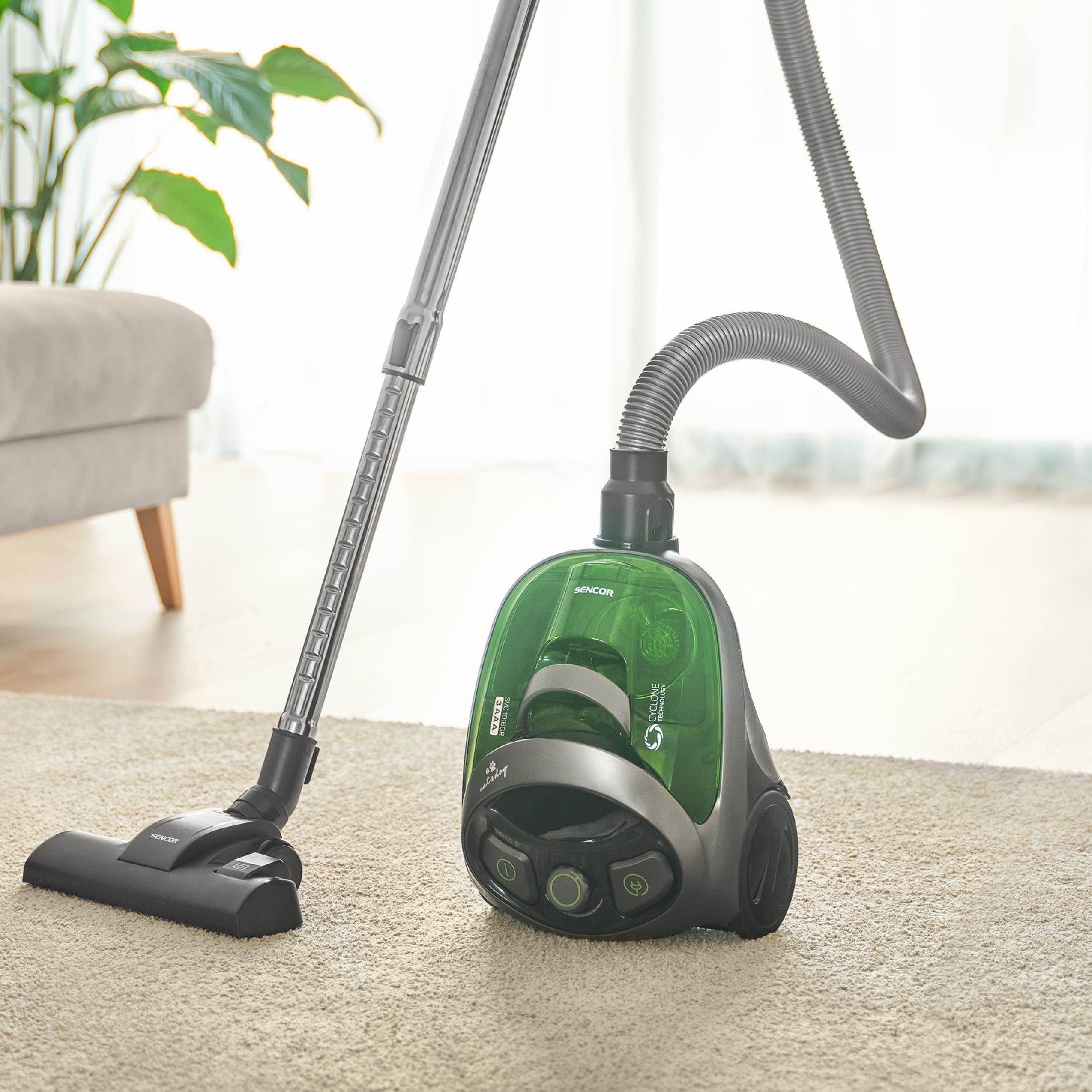 Lightweight POWERFUL Bagless Vacuum Cleaner Sencor SVC 1016GR Black 800W EPA E12 Dominant color green