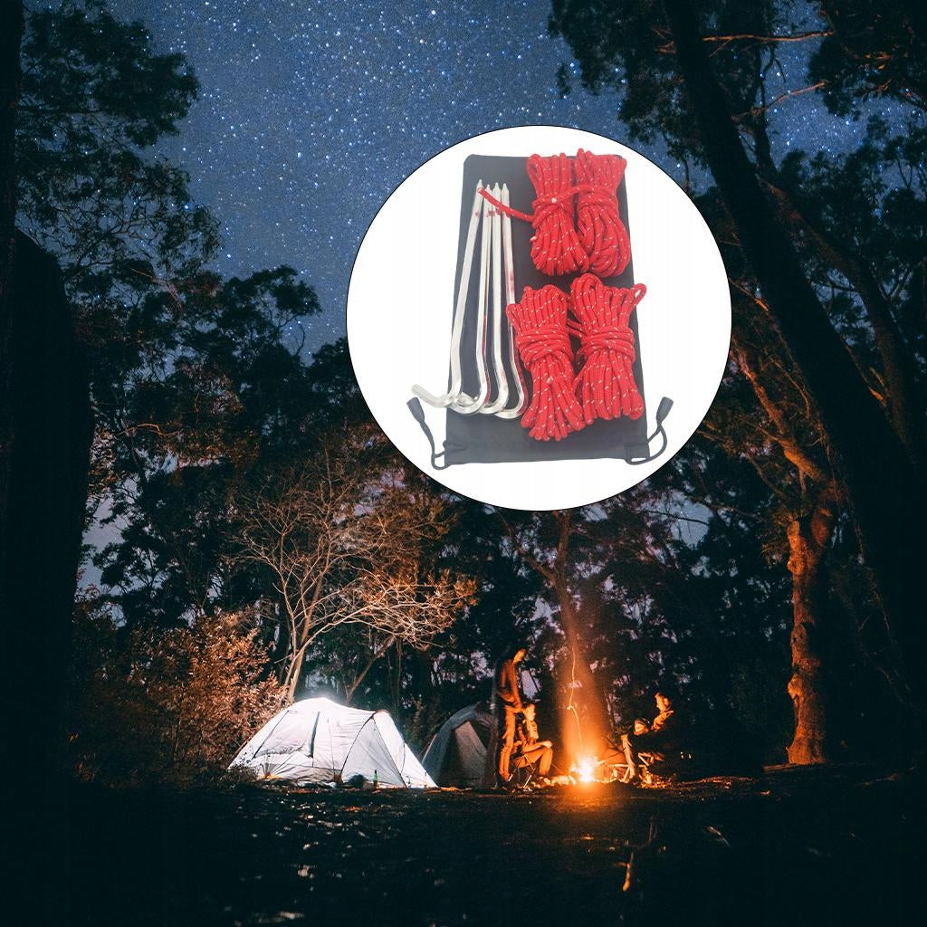Lightweight Reflective Guyline Tent Rope Set with 2 Holes Tensioner Red Packaging status no packaging