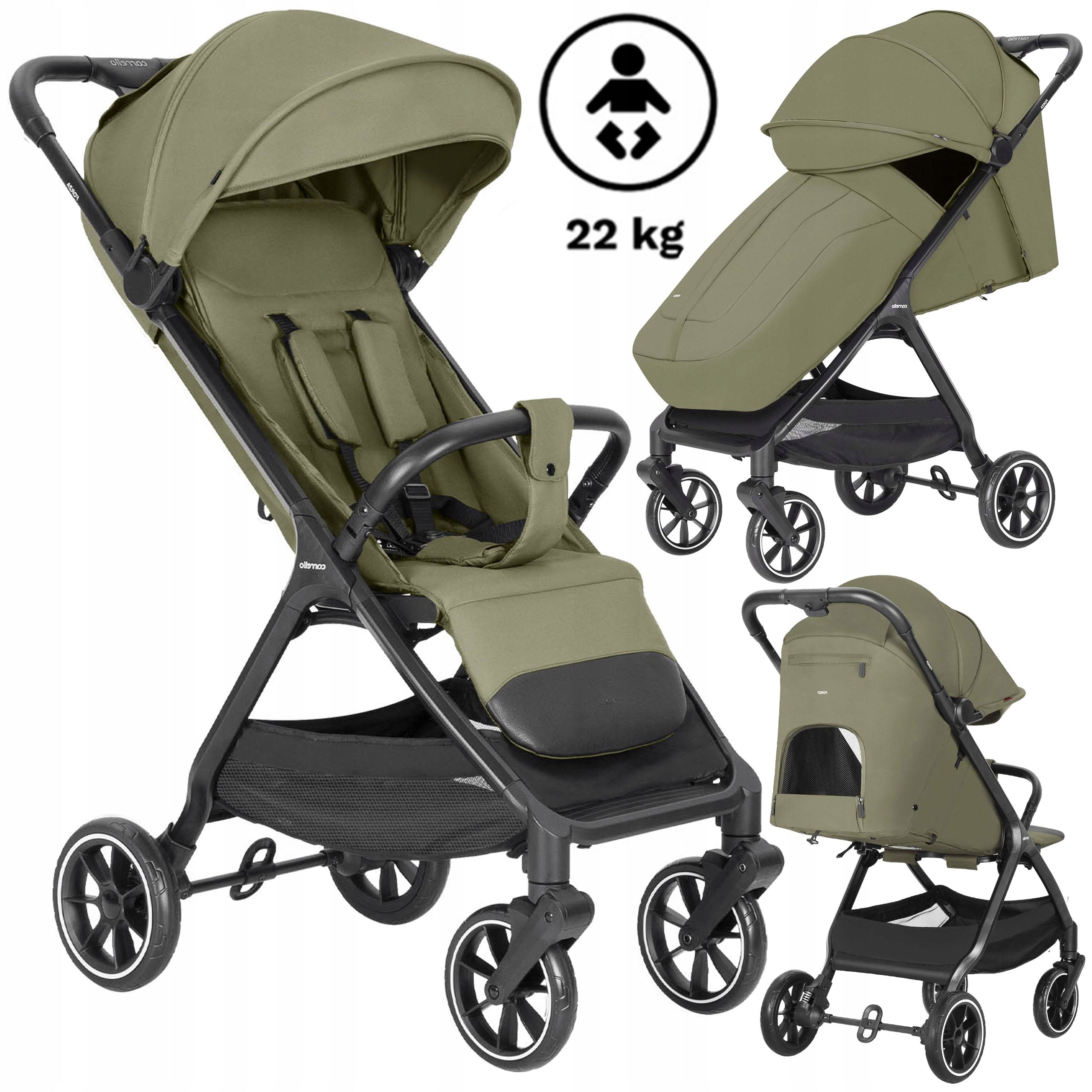 Lightweight STROLLER Stroller CARRELLO LARGE WHEELS UV50 ADJUSTABLE UP TO 22 KG
