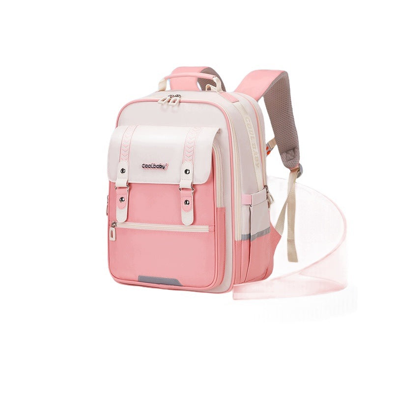 Lightweight School Backpack For Children Pink Small Relieving For 1-6 Class