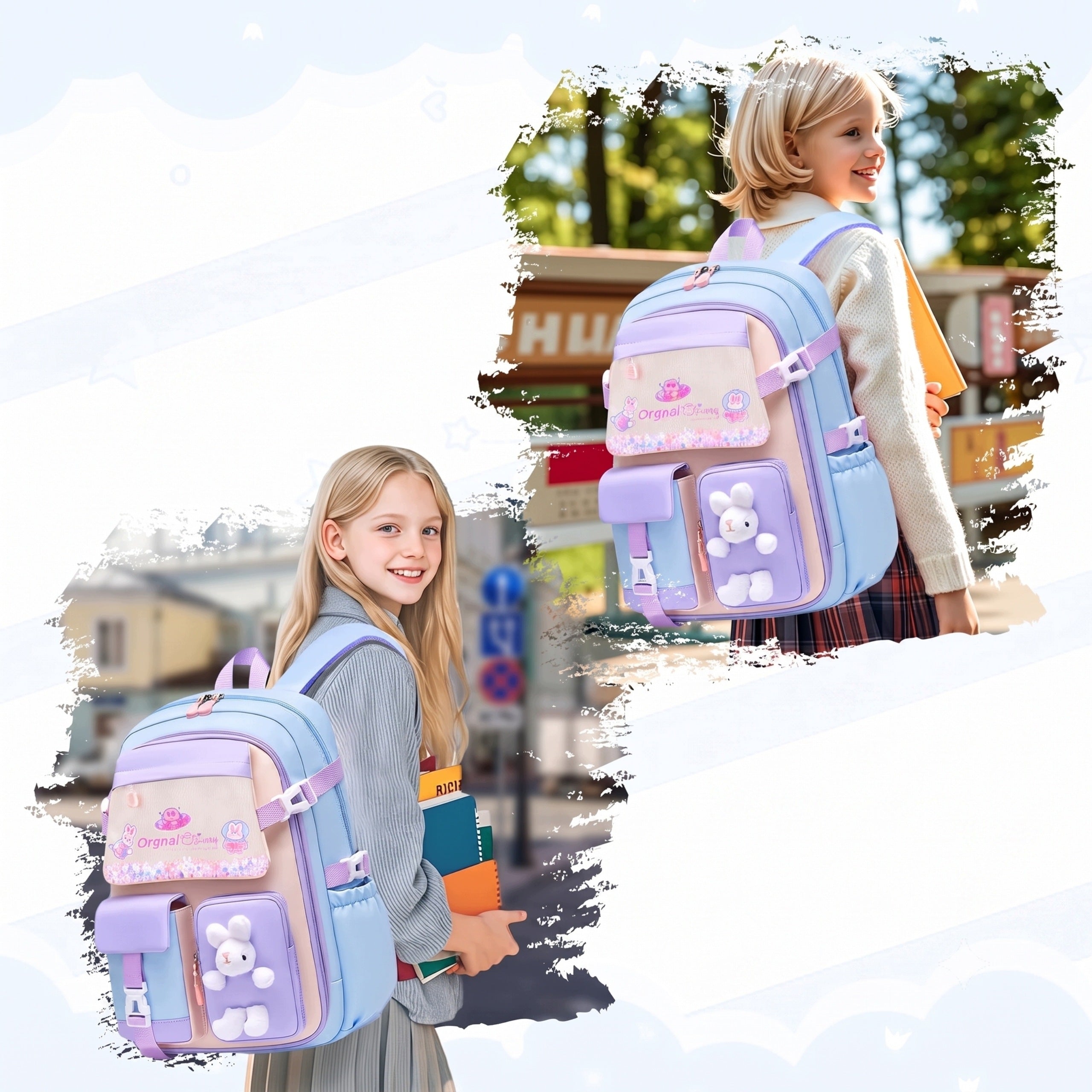 Lightweight School Backpack With Bunny Girls Waterproof Reflectors Spacious Manufacturer code BP120246_PP