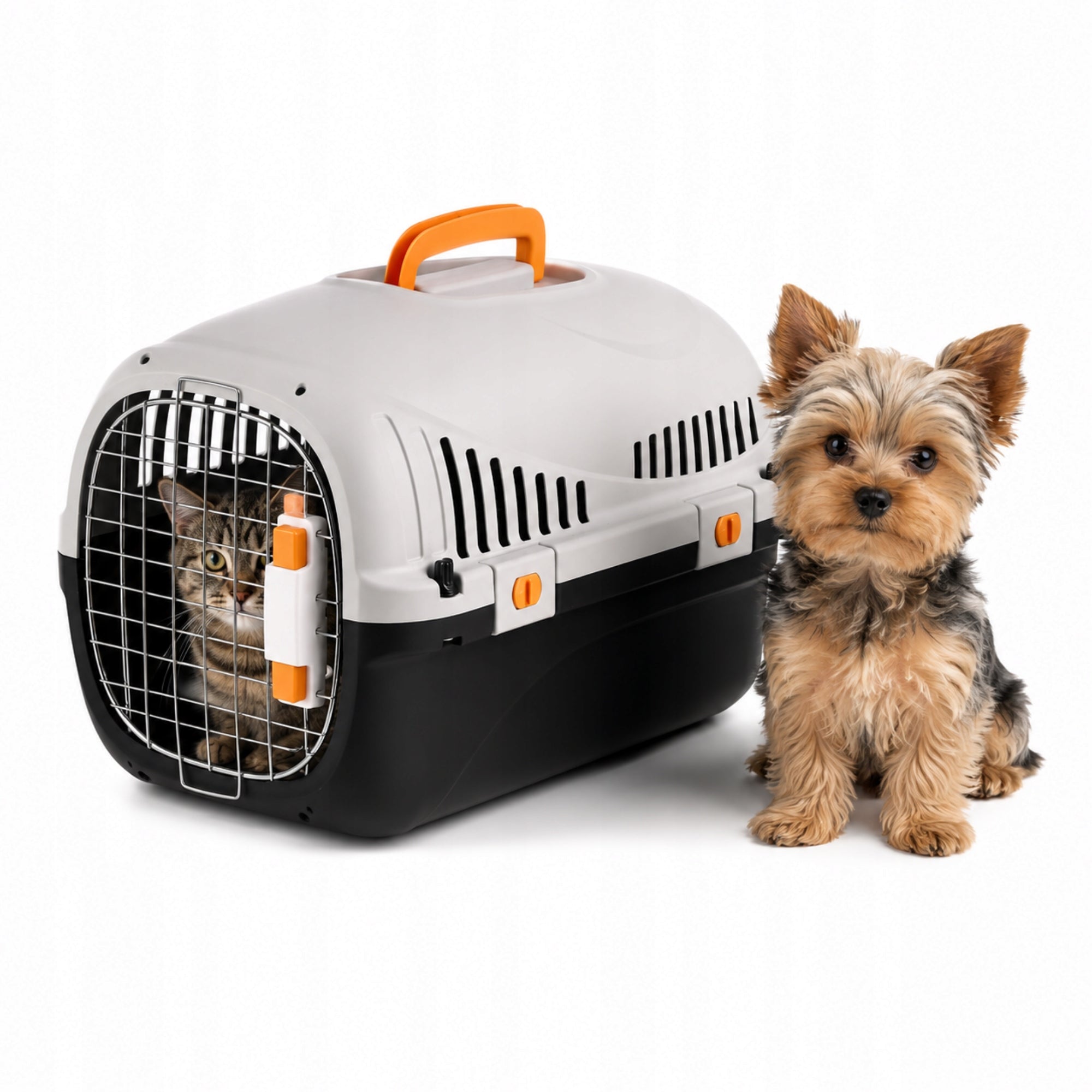 Lightweight Transporter for Cat and Small Dog with Metal Doors 49cm