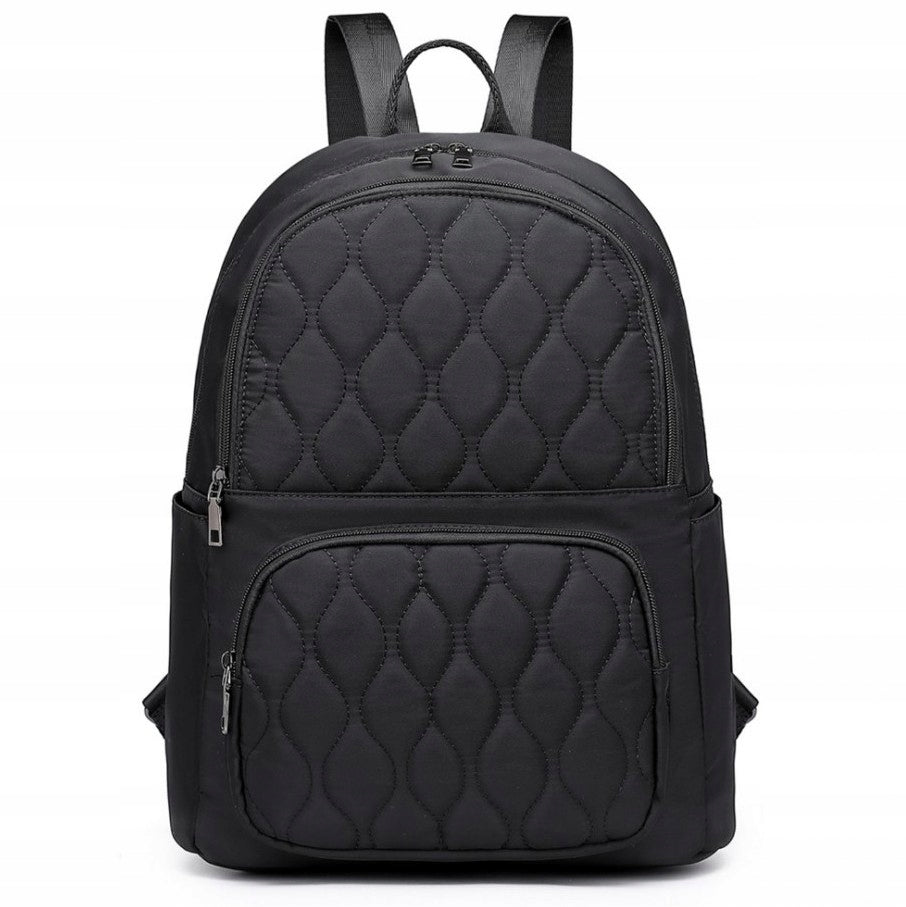 Lightweight Women's Quilted Backpack Elegant for Work Nylon Black Itaca