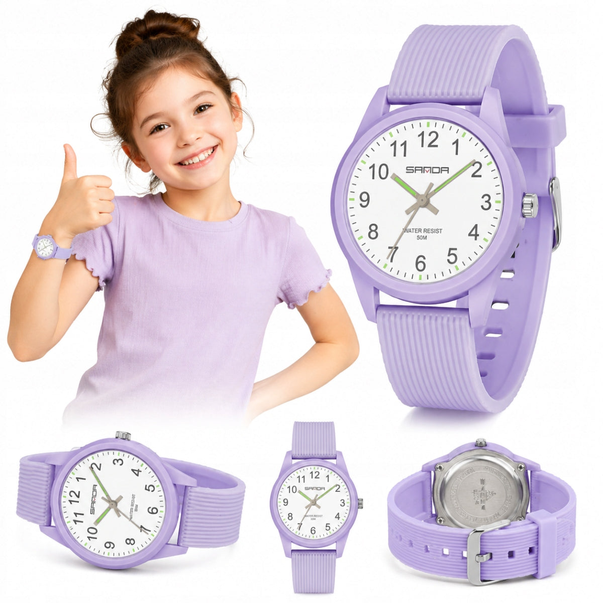 Lightweight analog watch for student–5ATM,silicone strap, perfect for school