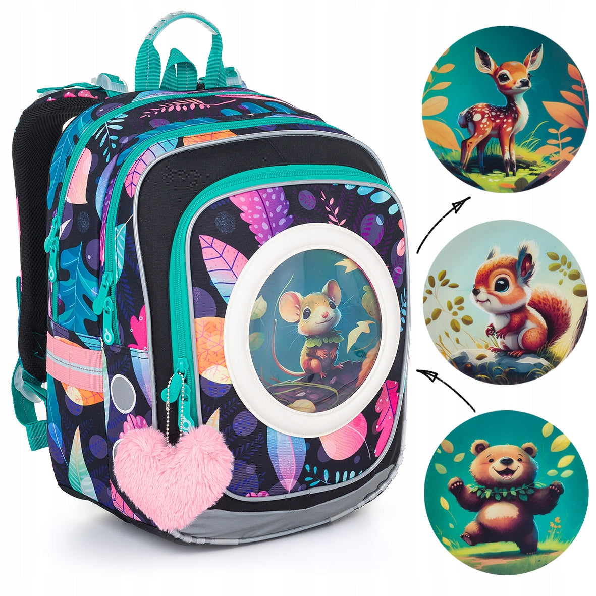 Lightweight backpack in forest animals Topgal ENDY 24005 1-3 class for girls