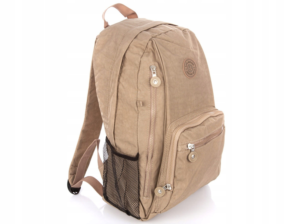 Lightweight beige fabric backpack with border women's men's urban hiking Brand BAG STREET