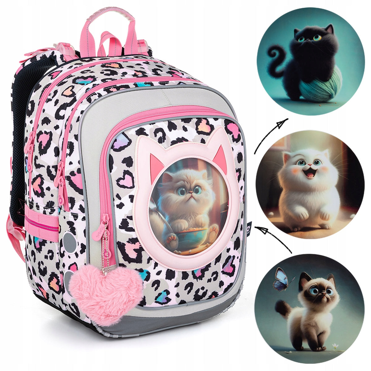 Lightweight cat backpack Topgal ENDY 23037 1-3 class 4 pictures of cats