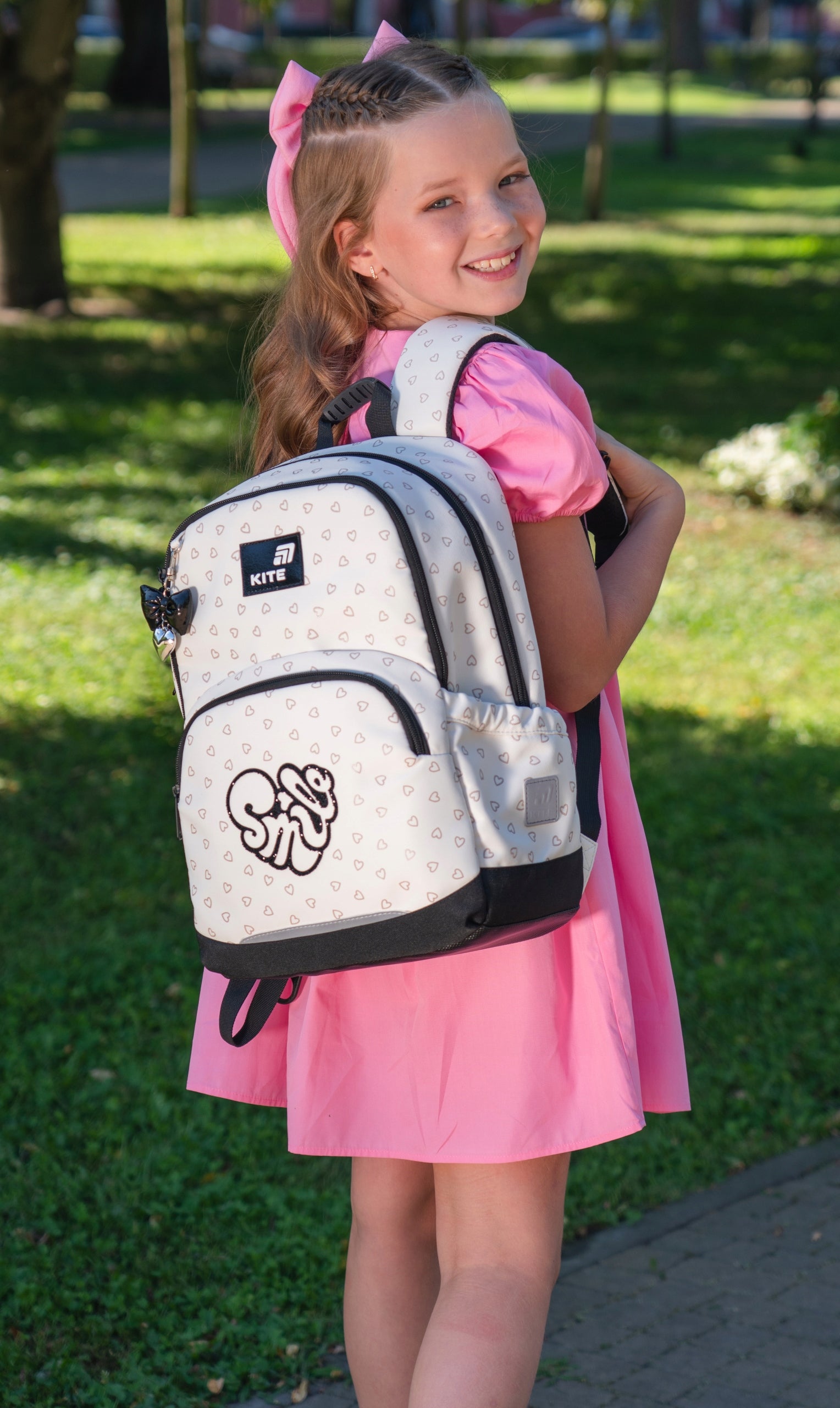 Lightweight girls' school backpack up to 1-6th grade with chest strap beige Kite Packaging status original