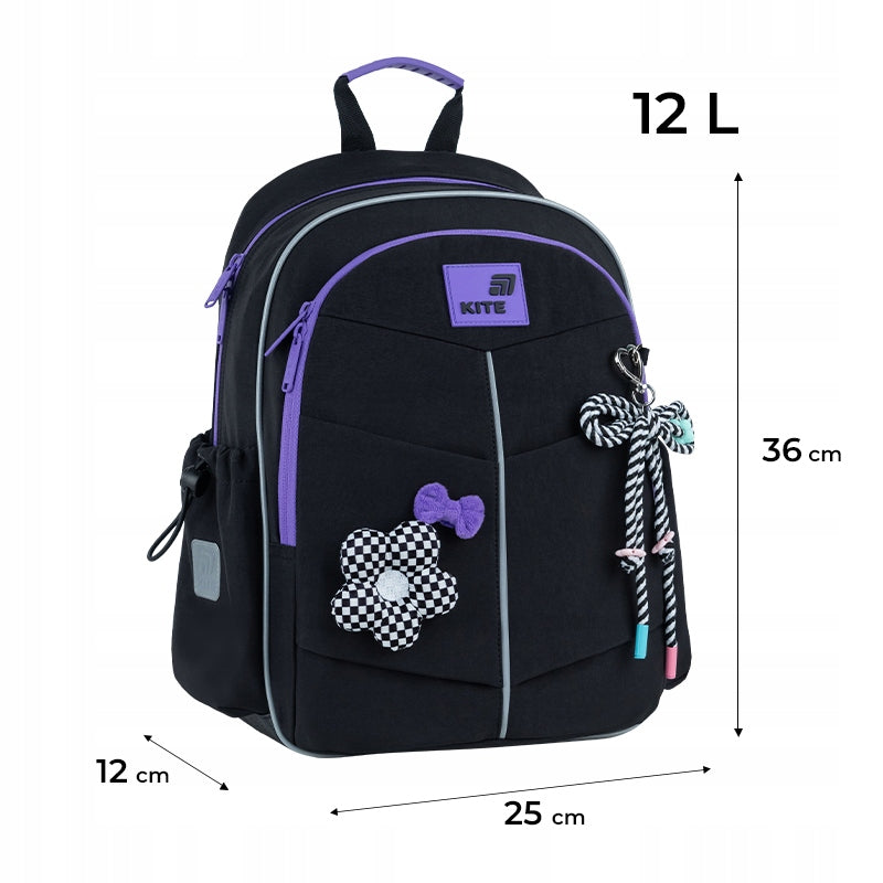 Lightweight school backpack for girls 1 2 3 black class with mascot Kite Manufacturer code K26-771S-2