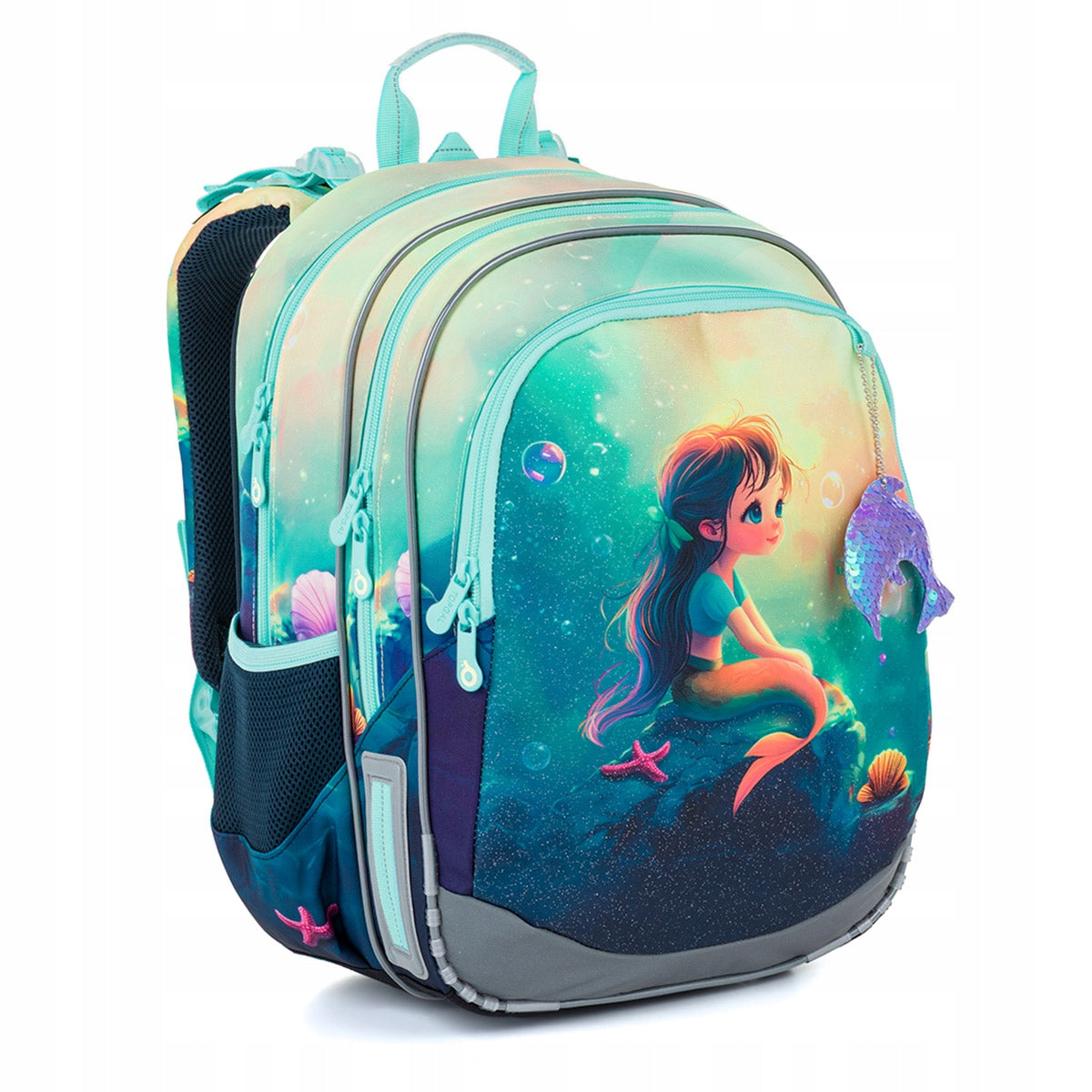 Lightweight school backpack mermaid and shells Topgal ELLY 26005 to 1-4 class