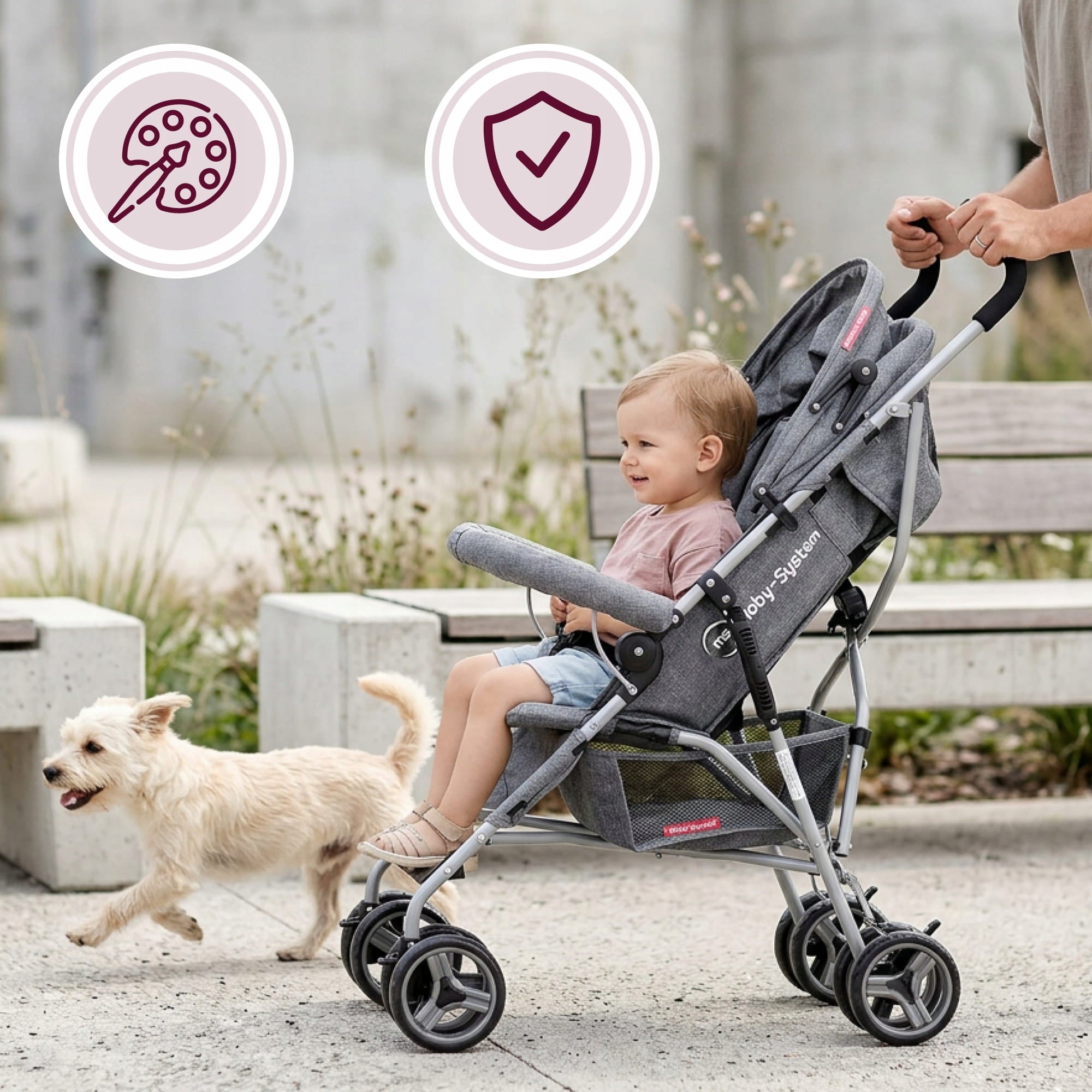 Lightweight stroller Moby-System BARTON - Grey - umbrella, stroller Packaging status original