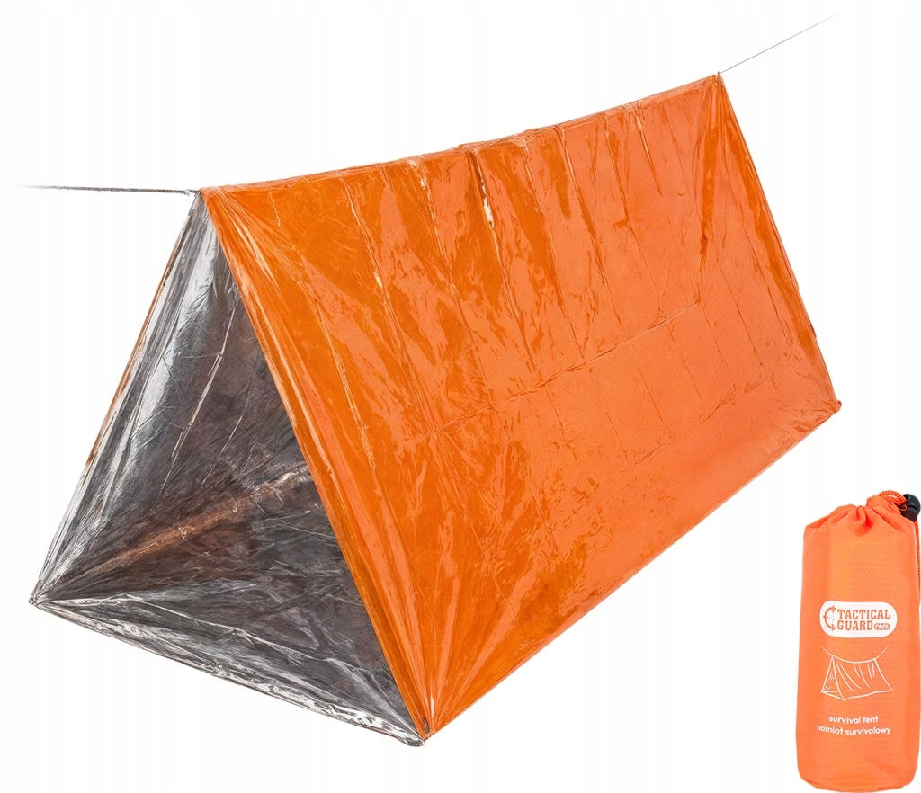 Lightweight tactical emergency survival tent on rope orange off-road