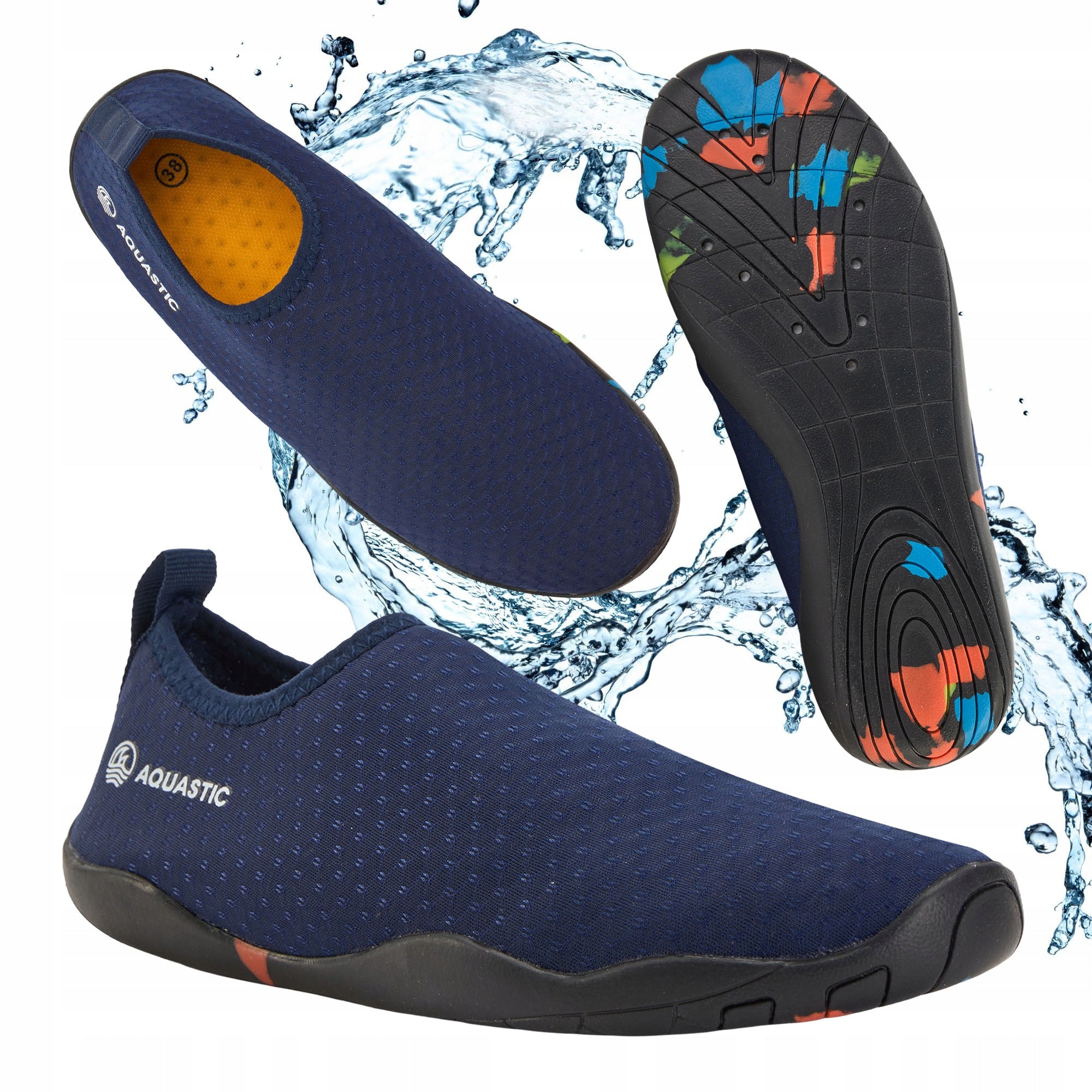 Lightweight water shoes AQUASTIC Panam BAREFOOT for BEACH ECHINACEA STONES 42