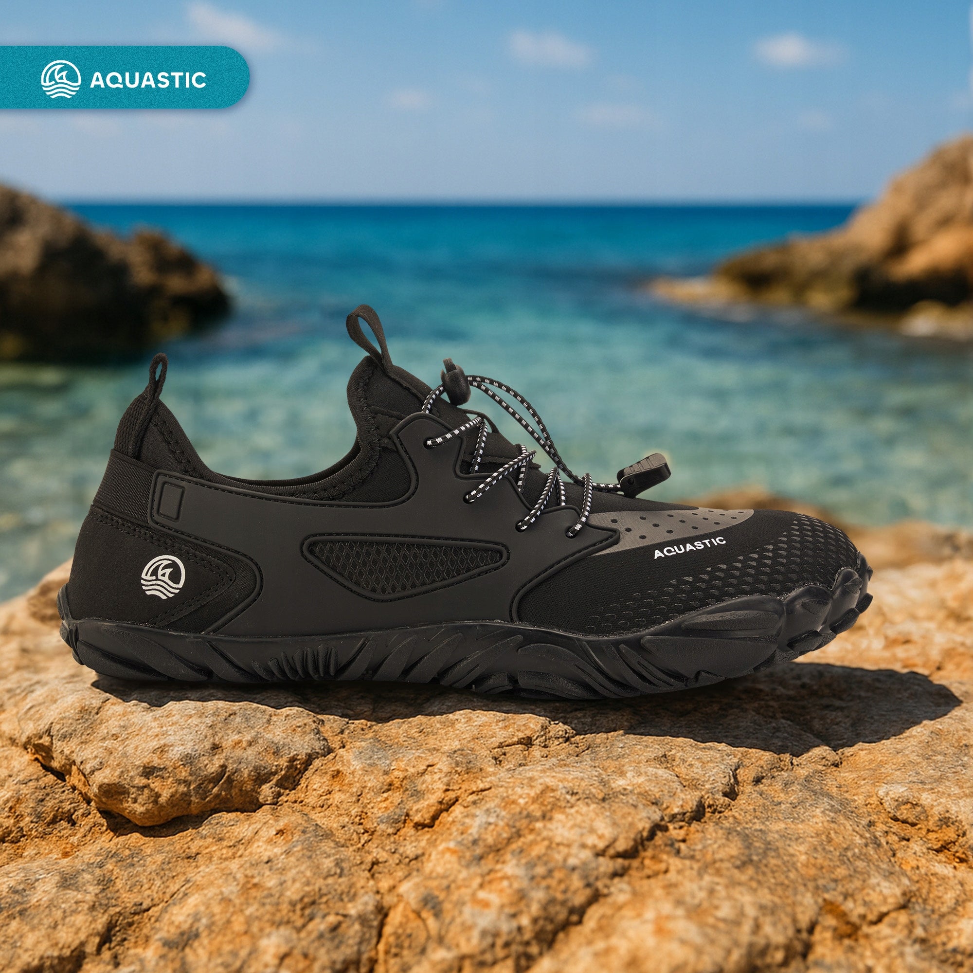 Lightweight water shoes AQUASTIC Saros BAREFOOT for BEACH ECHINACEA STONES 42 Size 42
