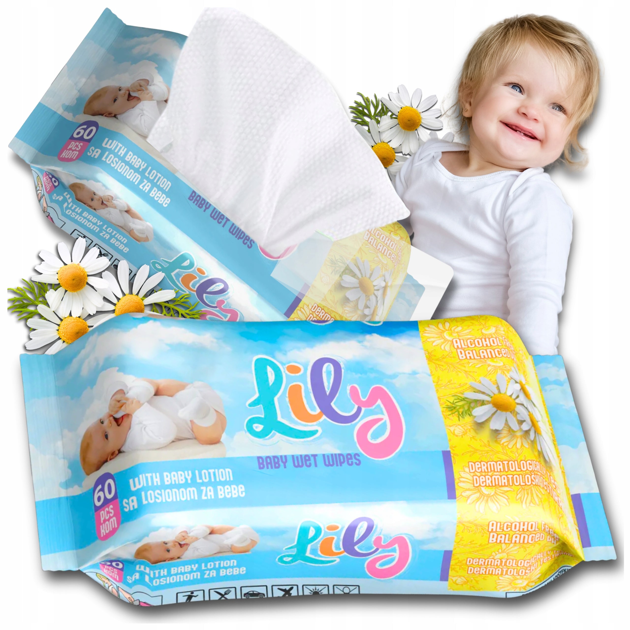 Lily Moisturized Wipes for Babies 60 Pcs Alcohol Free Fragrance