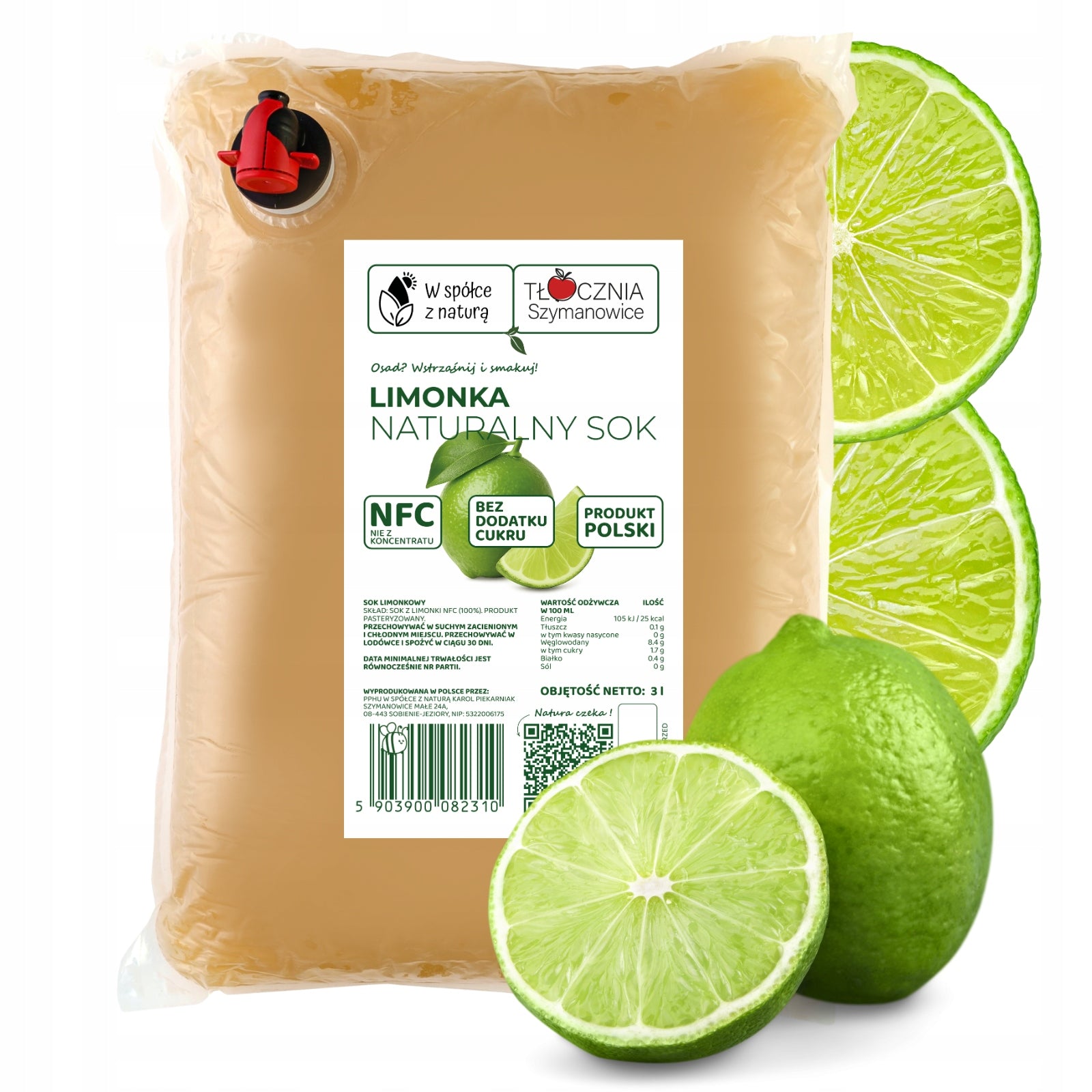 Lime Juice Pressed Natural 100% Lime Juice NFC 3 L Sugar Free