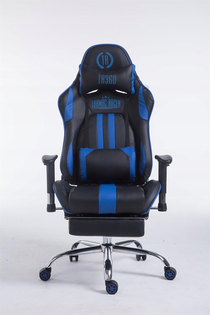 Limit Gaming Office Chair with Footrest, Black and Blue Packaging status original