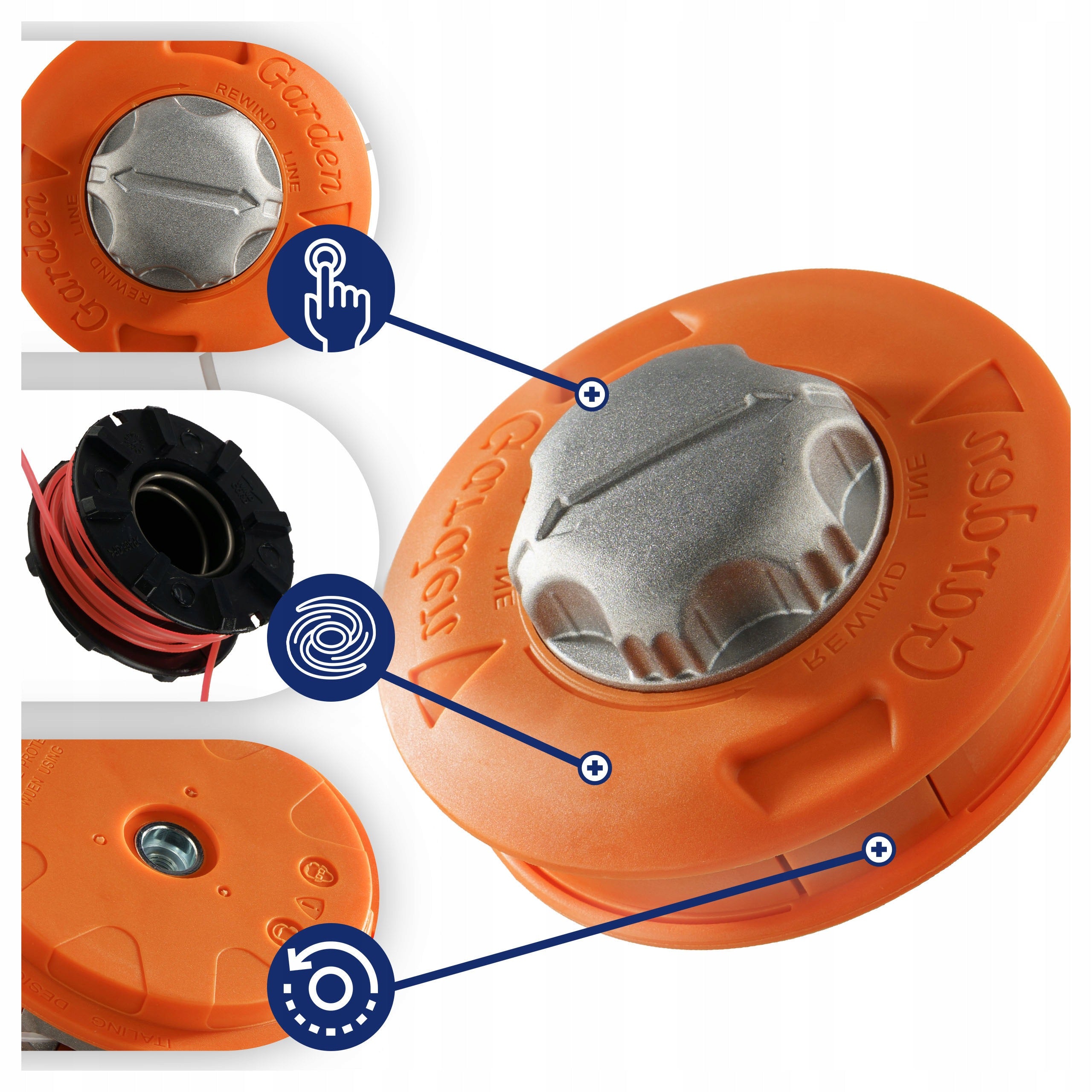 Line head spool for combustion scythe easyload metal reinforced garden Manufacturer code Głowica żyłkowa automatyczna kosy spalinowej