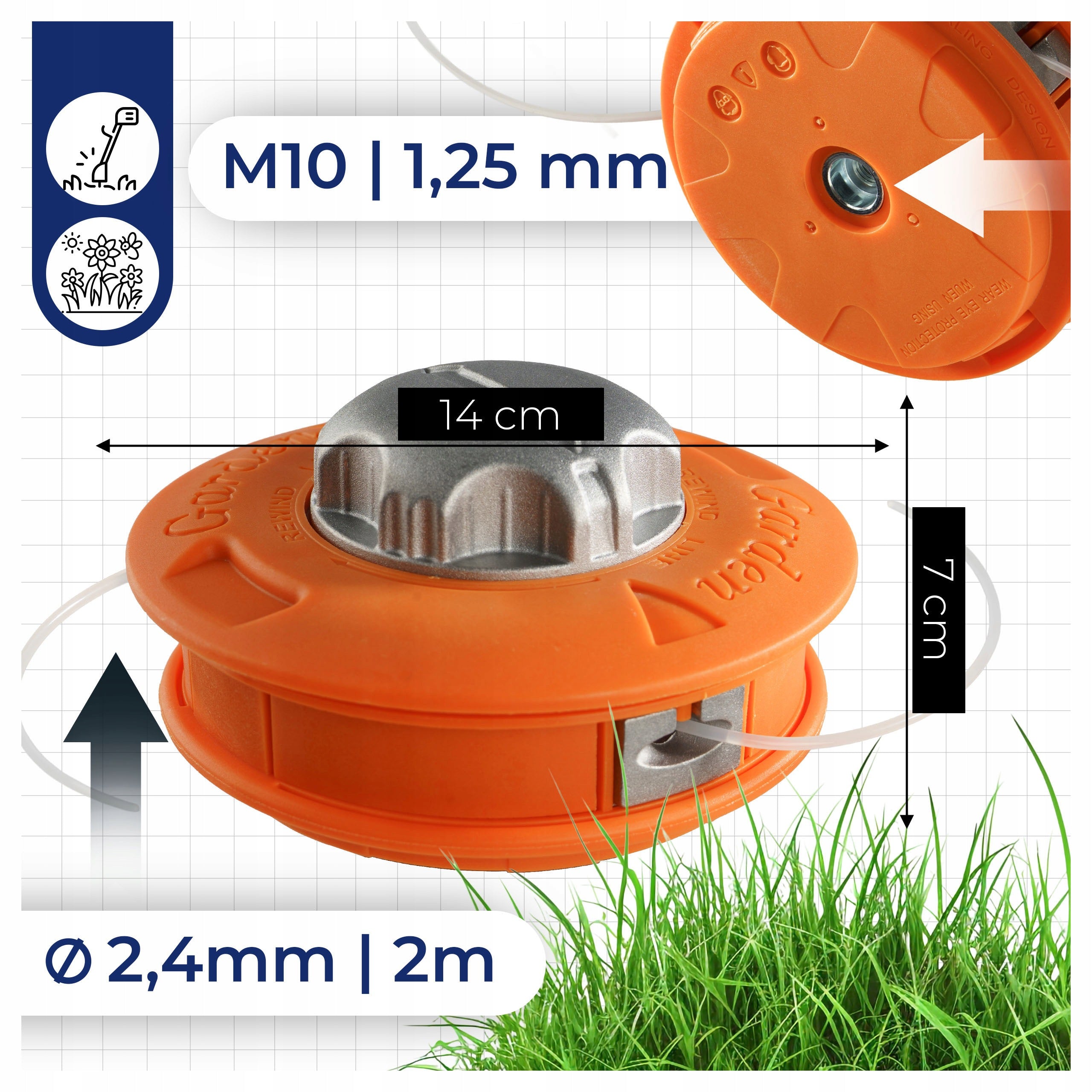 Line head spool for combustion scythe easyload metal reinforced garden Packaging status original