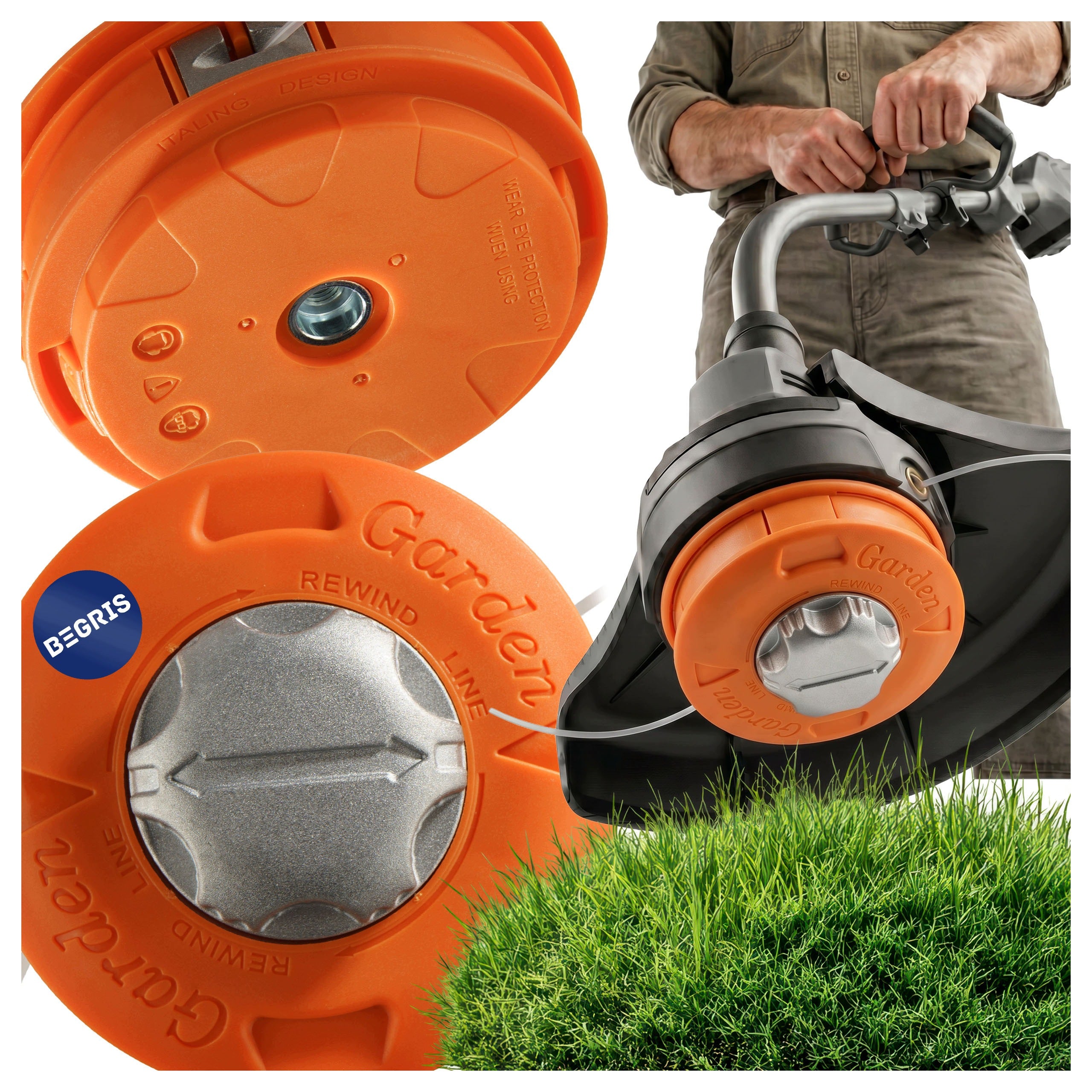 Line head spool for combustion scythe easyload metal reinforced garden