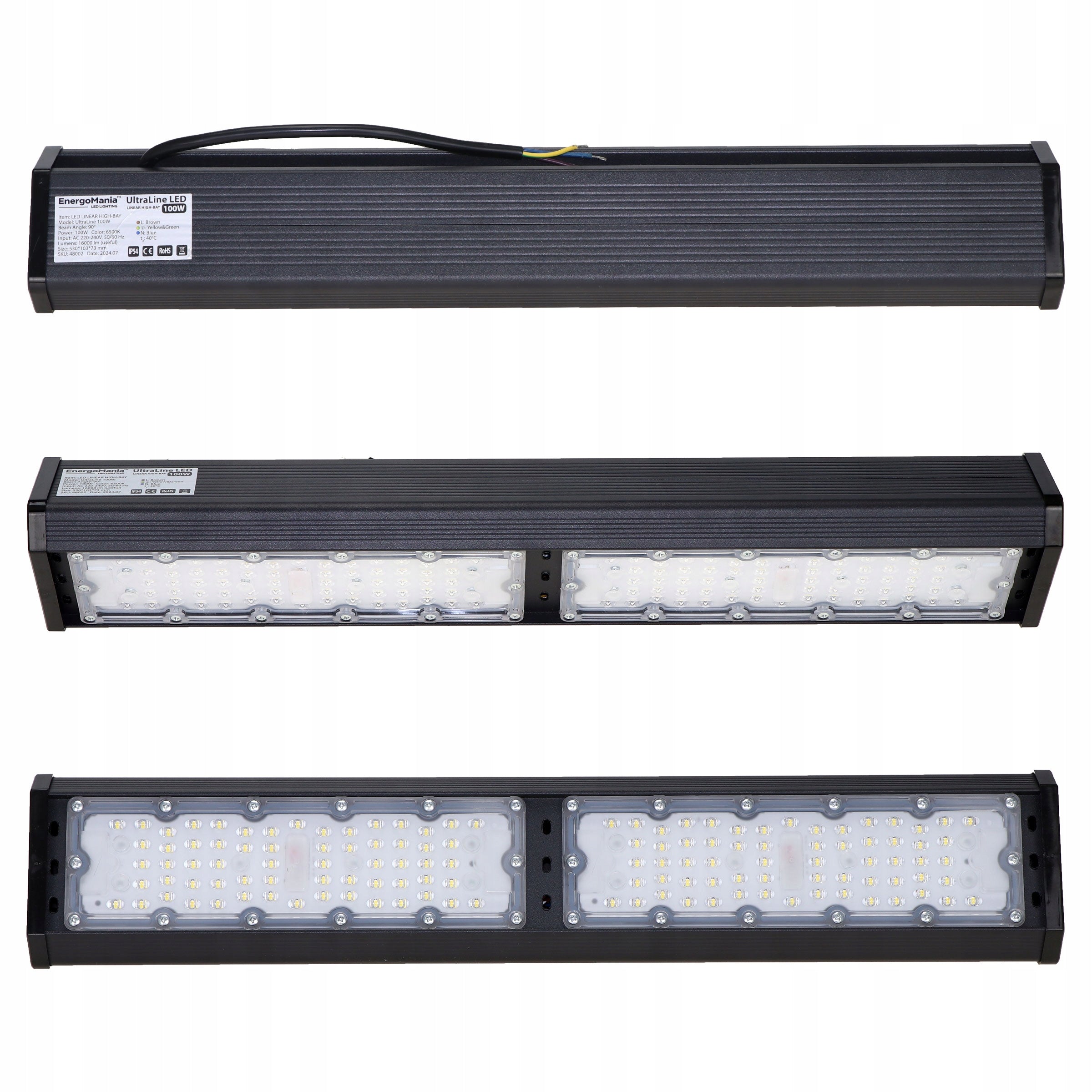 Linear LED High Bay UltraLine Floodlight 100W 16000 lm Cold 6500K Color black