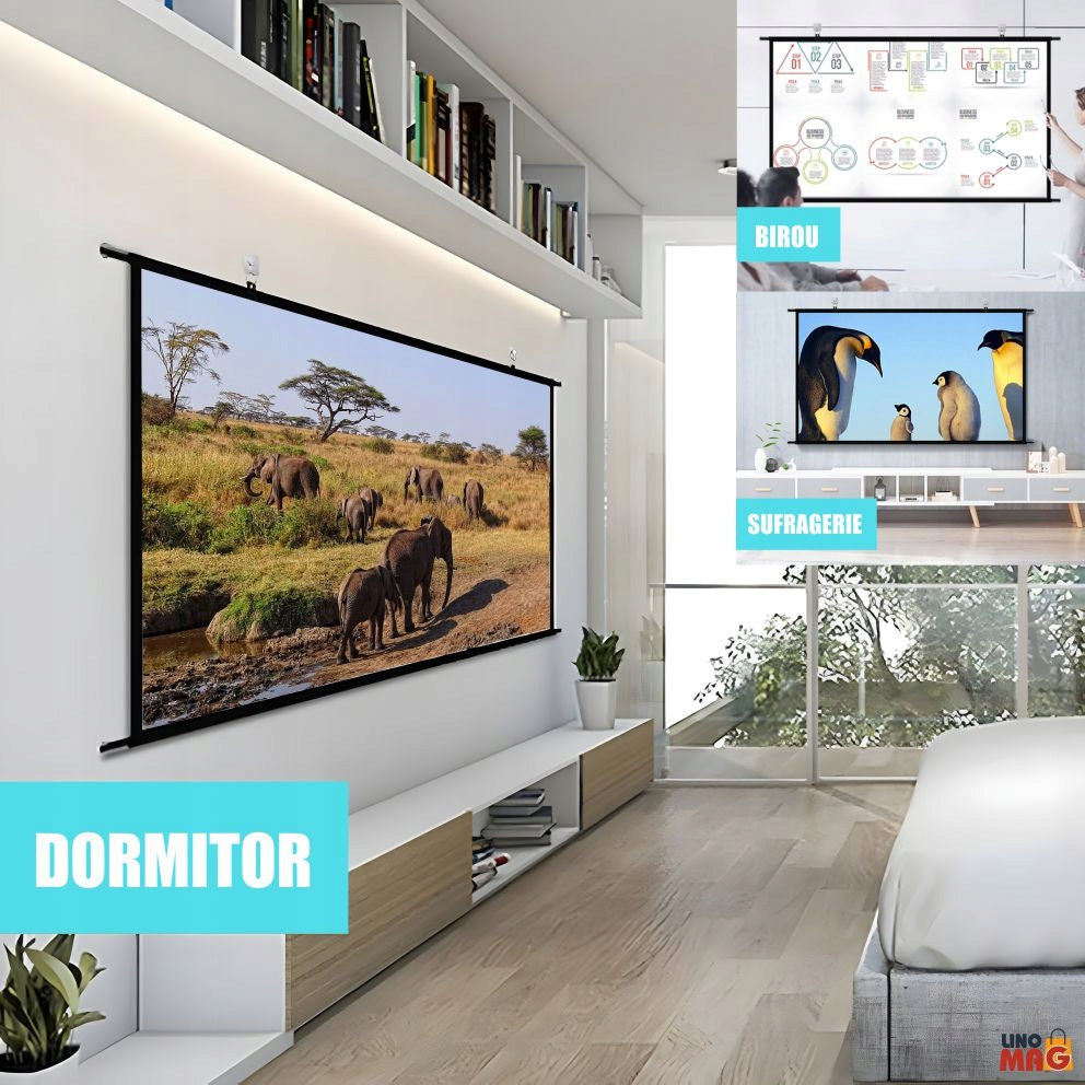 Linomag 120'' Projection Screen, 16:9, Anti-glare, Foldable, Grey Brand no brand