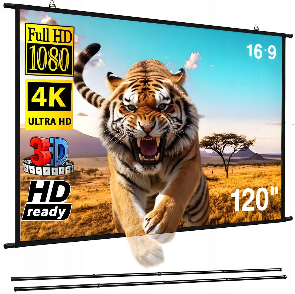 Linomag 120'' Projection Screen, 16:9, Anti-glare, Foldable, Grey