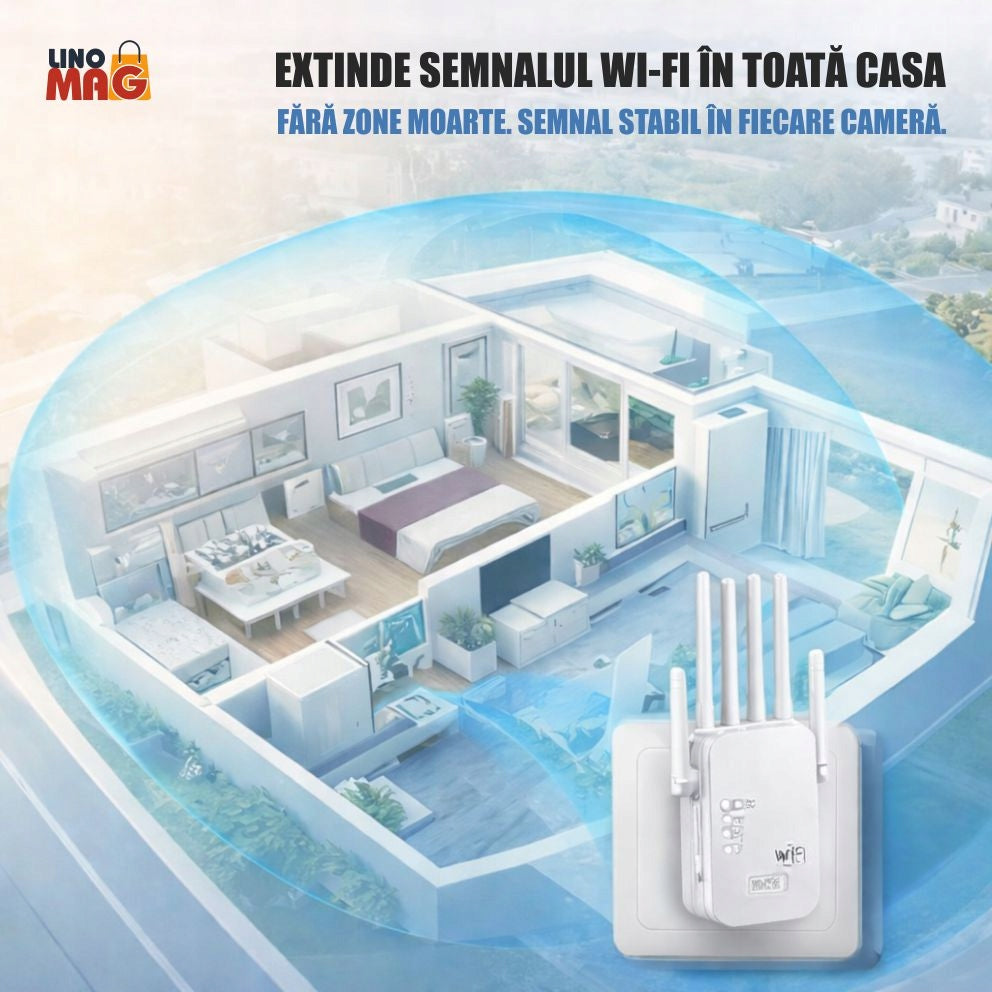 Linomag WiFi Amplifier, 6 Antennas, Dual-band 2,4/5 GHz, White Model WiFi