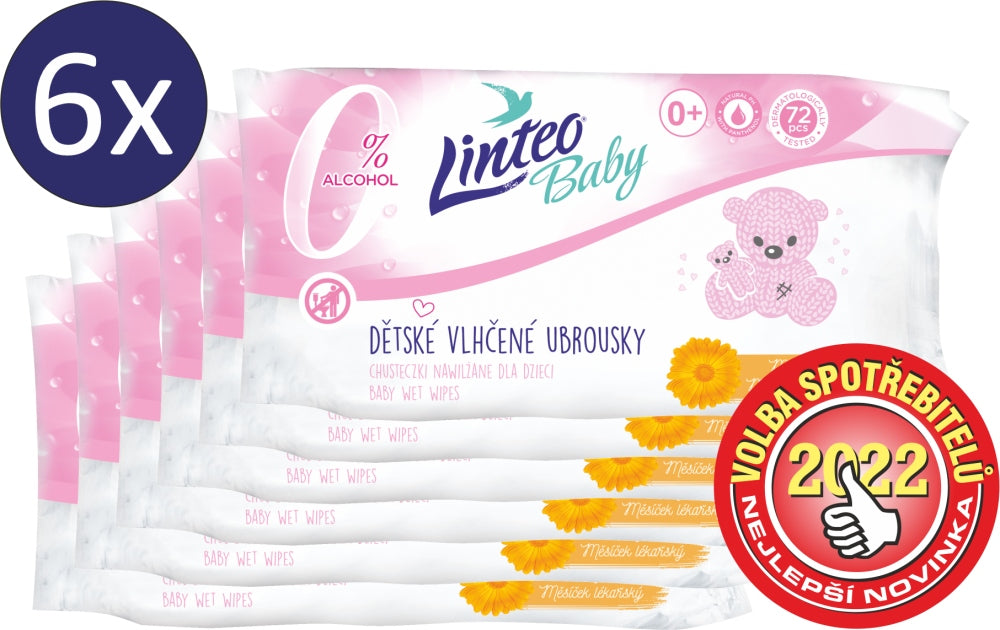 Linteo Baby Soft and Cream wet wipes 6 x 72 pcs. Brand Linteo