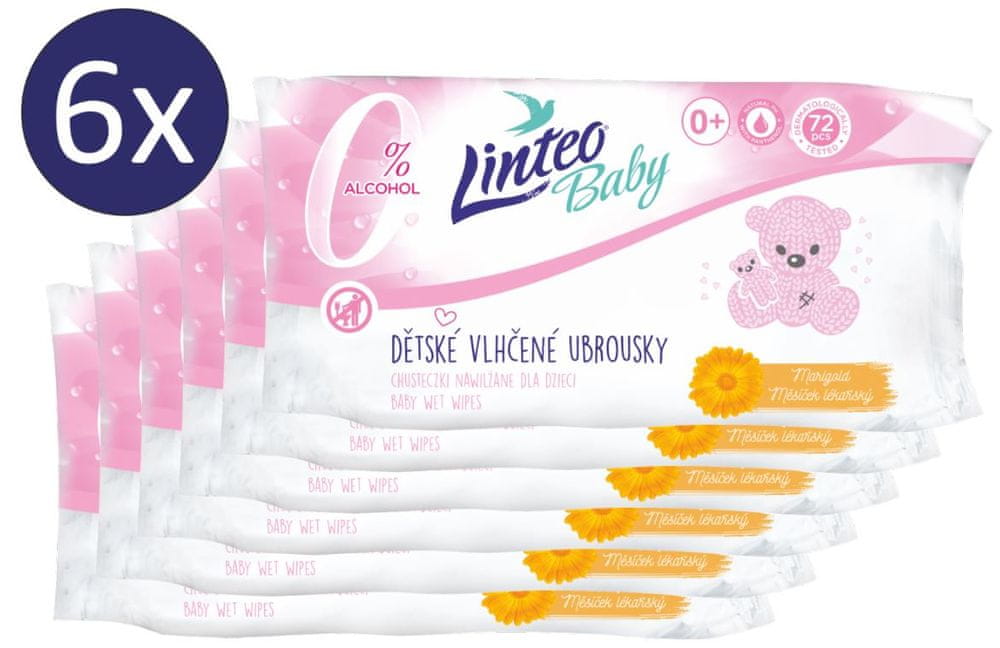 Linteo Baby Soft and Cream wet wipes 6 x 72 pcs.