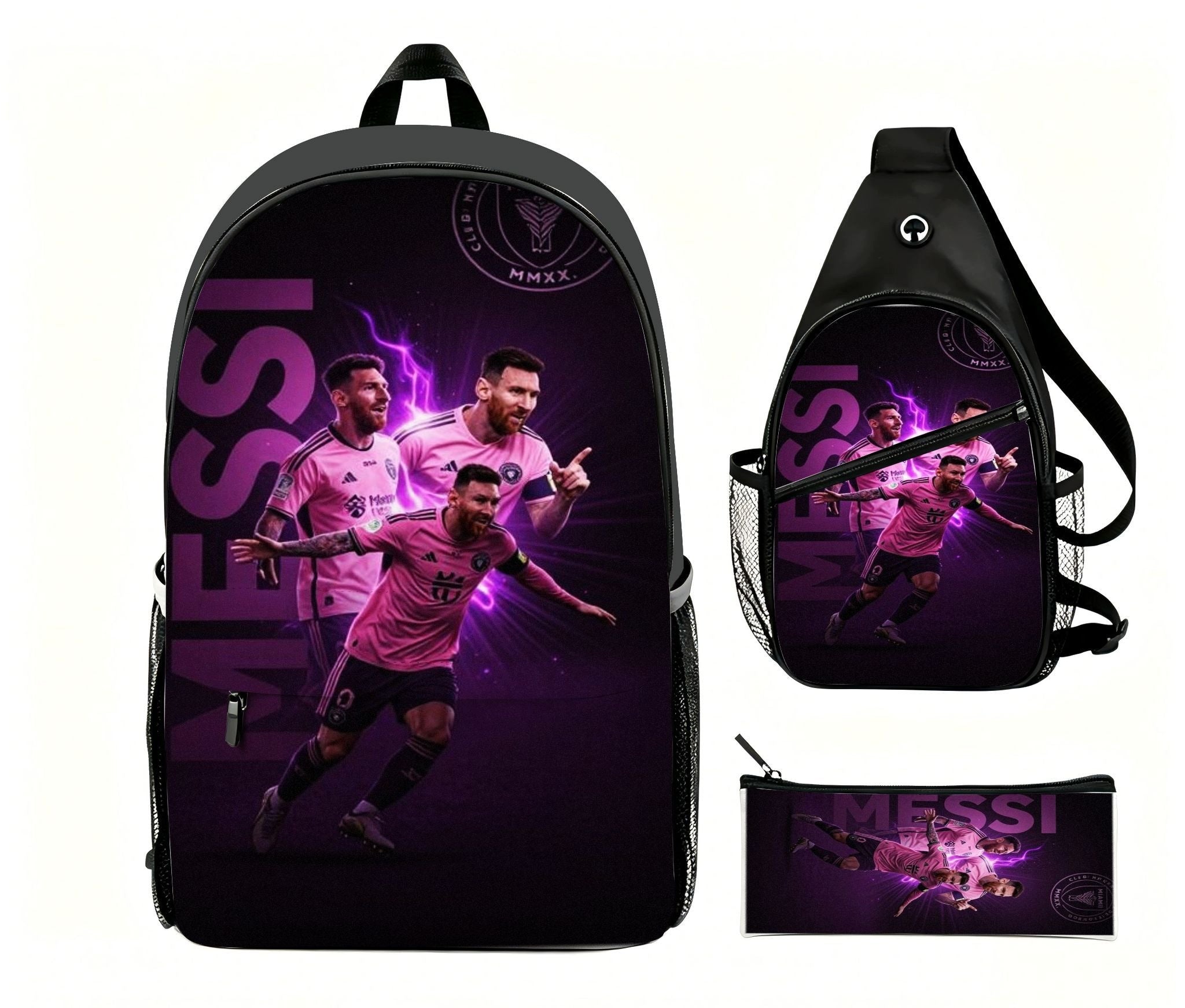 Lionel Messi Argentina Football Backpack Set – 3-Piece School with Brand no brand