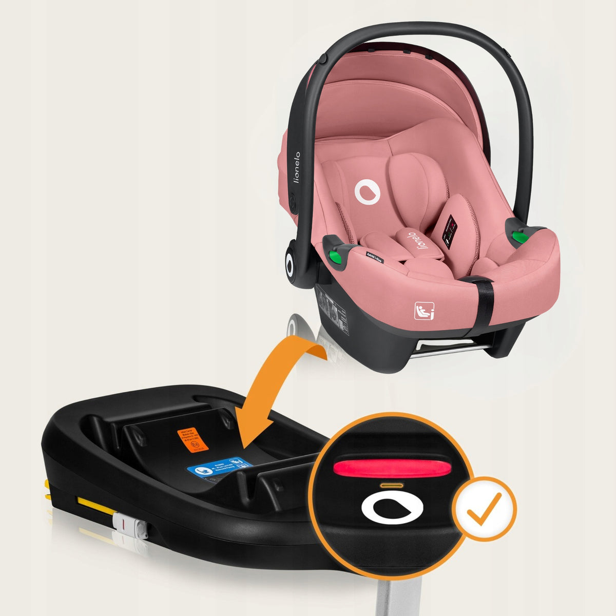 Lionelo ADAC car seat set Astrid i-Size + Base Pink Manufacturer code LO-ASTRID I-SIZE SET PINK CORAL