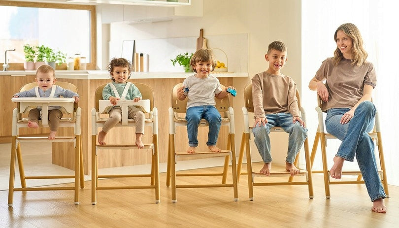 Lionelo Celia Multifunctional Grey Wood High Chair Color shades of brown and beige shades of gray and silver